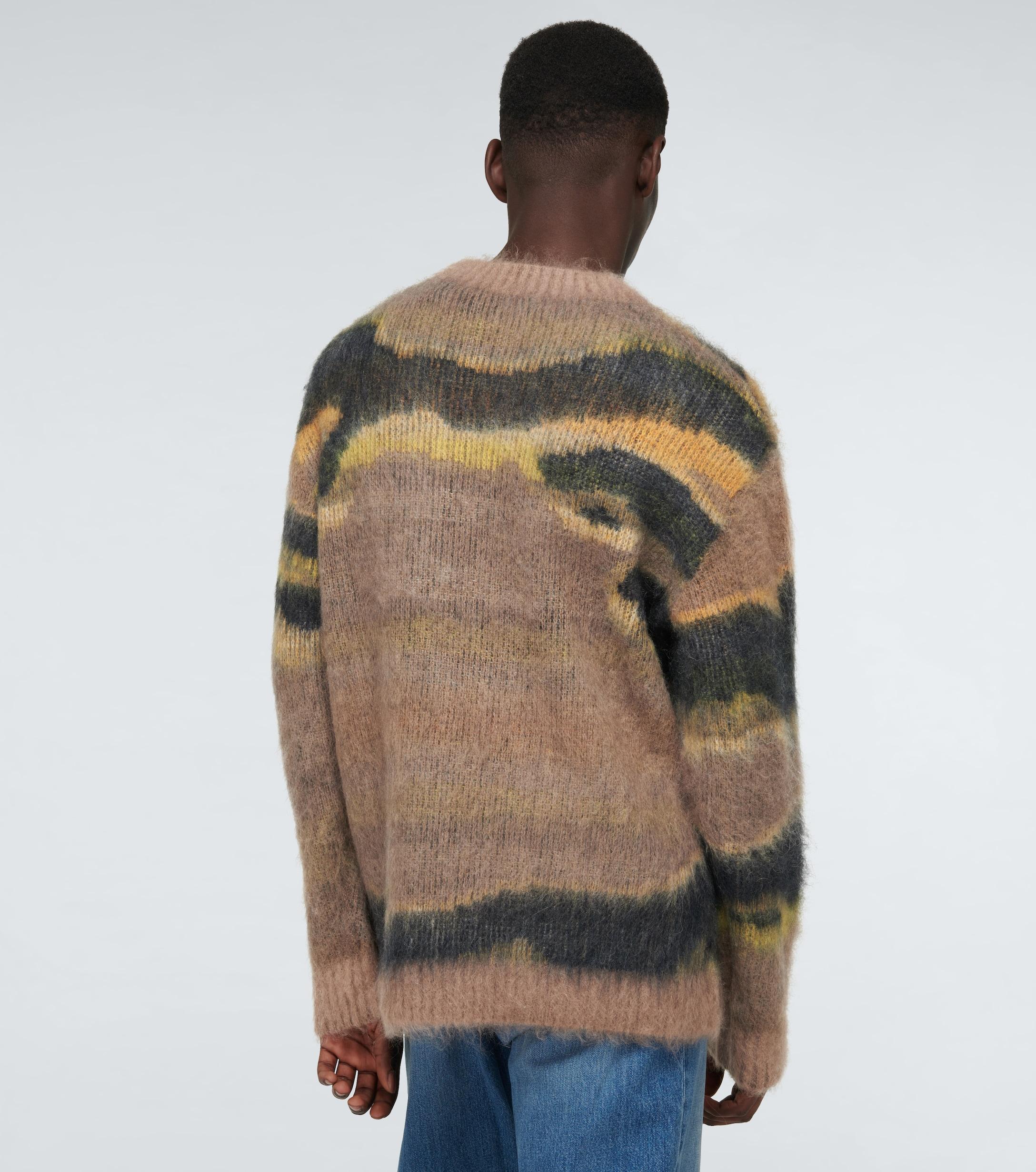 Acne Studios Klinac Brushed Jacquard Mohair Texturized Knit Sweater Brown  Medium 