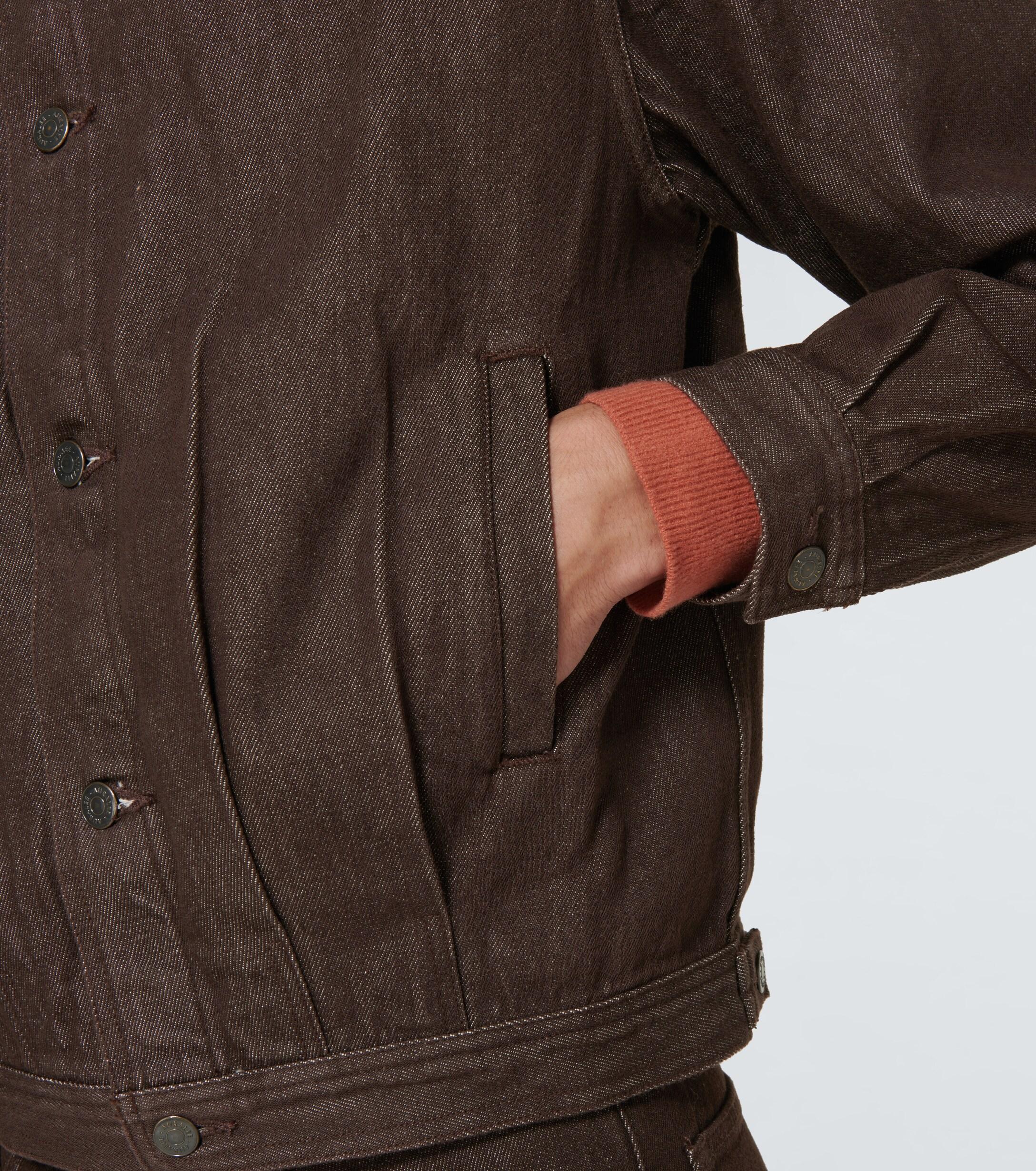 AURALEE Men's Brown Hard Twist Denim Blouson Jacket