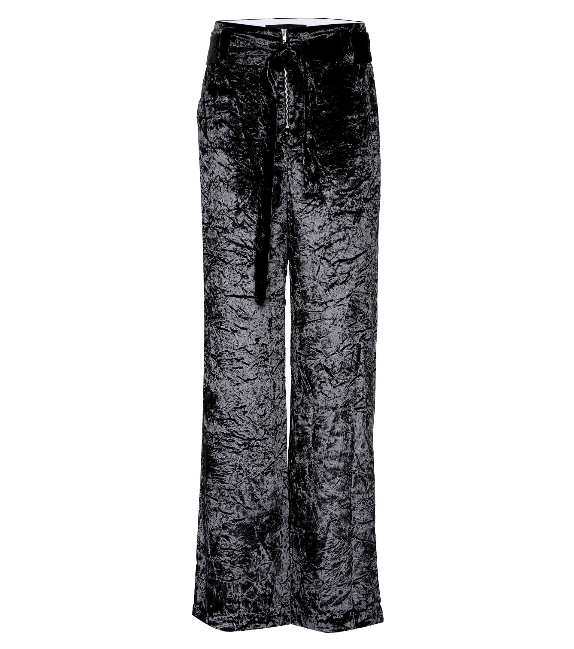 crushed velvet high waisted wide leg pants