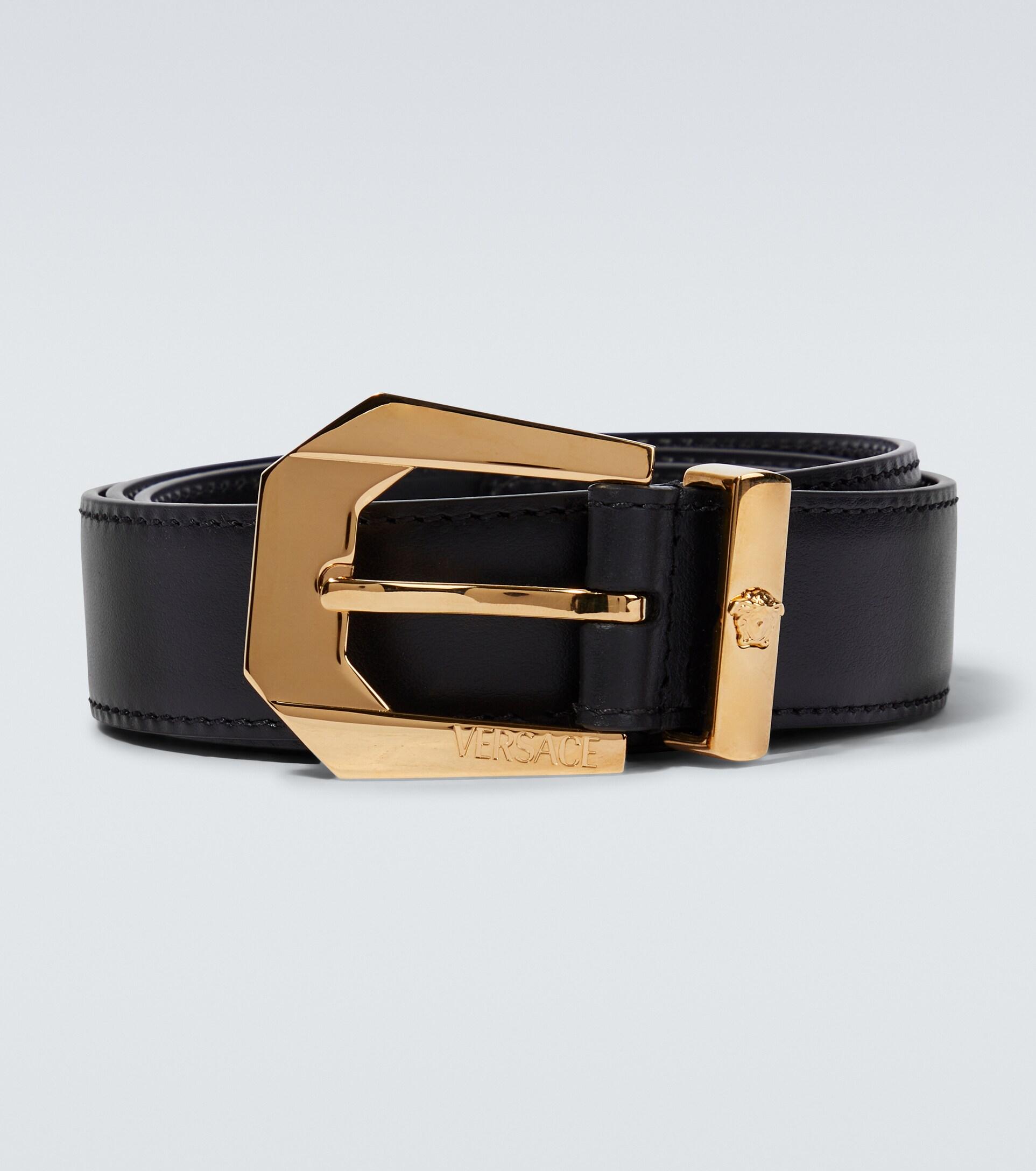 3.0 cm Black Brown Reversible Leather Belt Strap For Versace