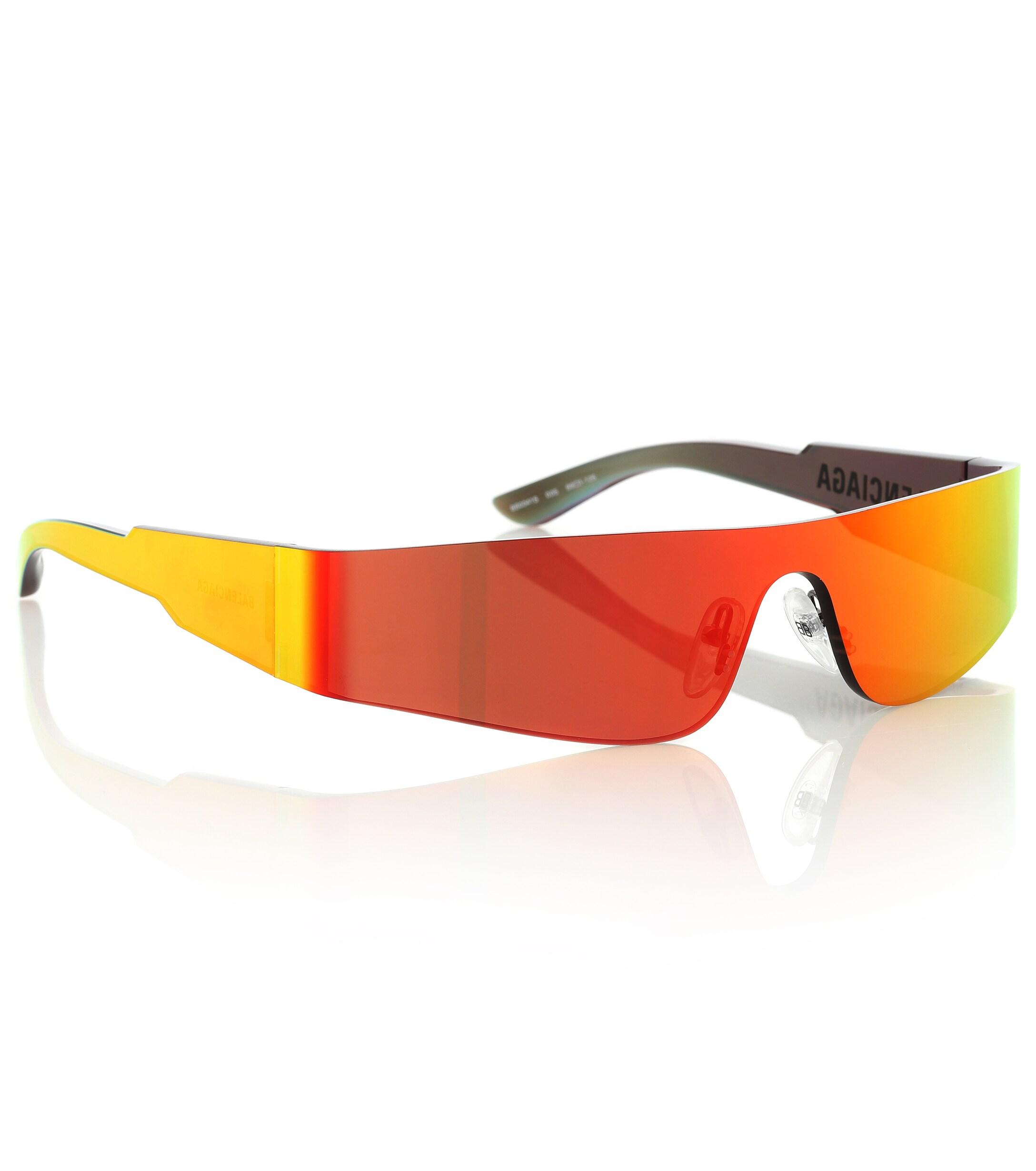 Balenciaga Mono Rectangle Sunglasses in Orange - Lyst