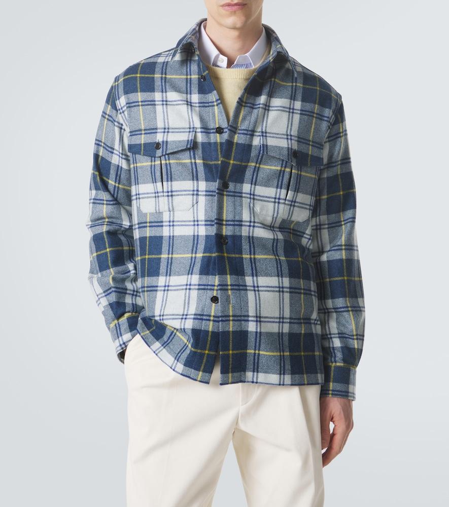 dunhill Plaid Cashmere Overshirt in Blue for Men | Lyst