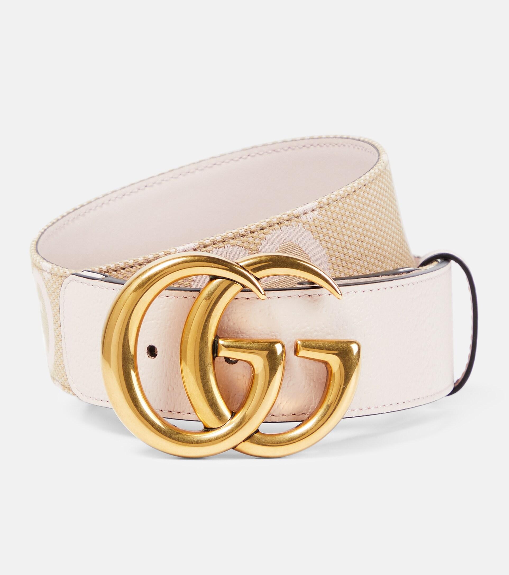 Gucci GG Marmont Jumbo GG Canvas Belt in Natural | Lyst