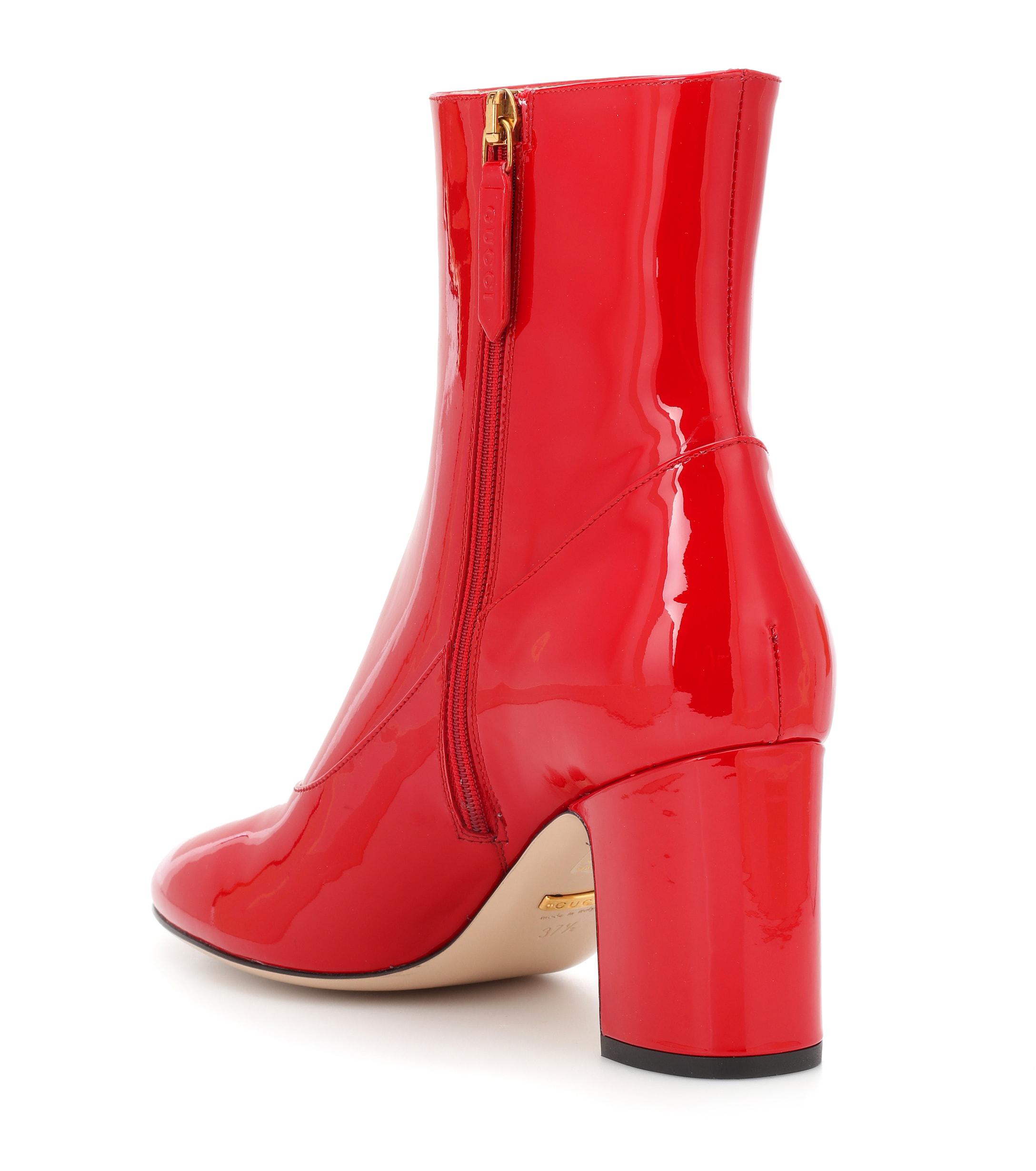 Grudge har taget fejl F.Kr. Gucci Patent Leather Ankle Boots in Red | Lyst