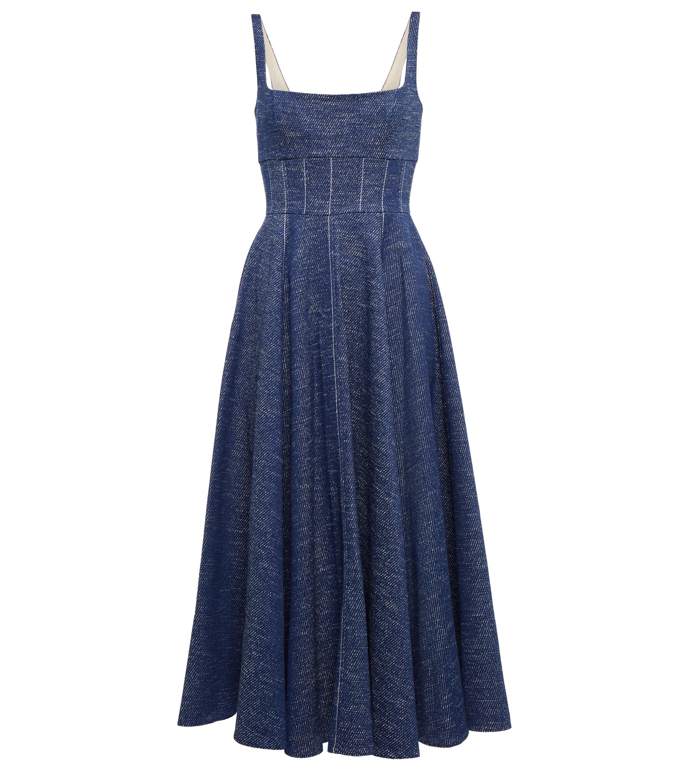 Emilia Wickstead Mona Denim Midi Dress in Blue | Lyst UK
