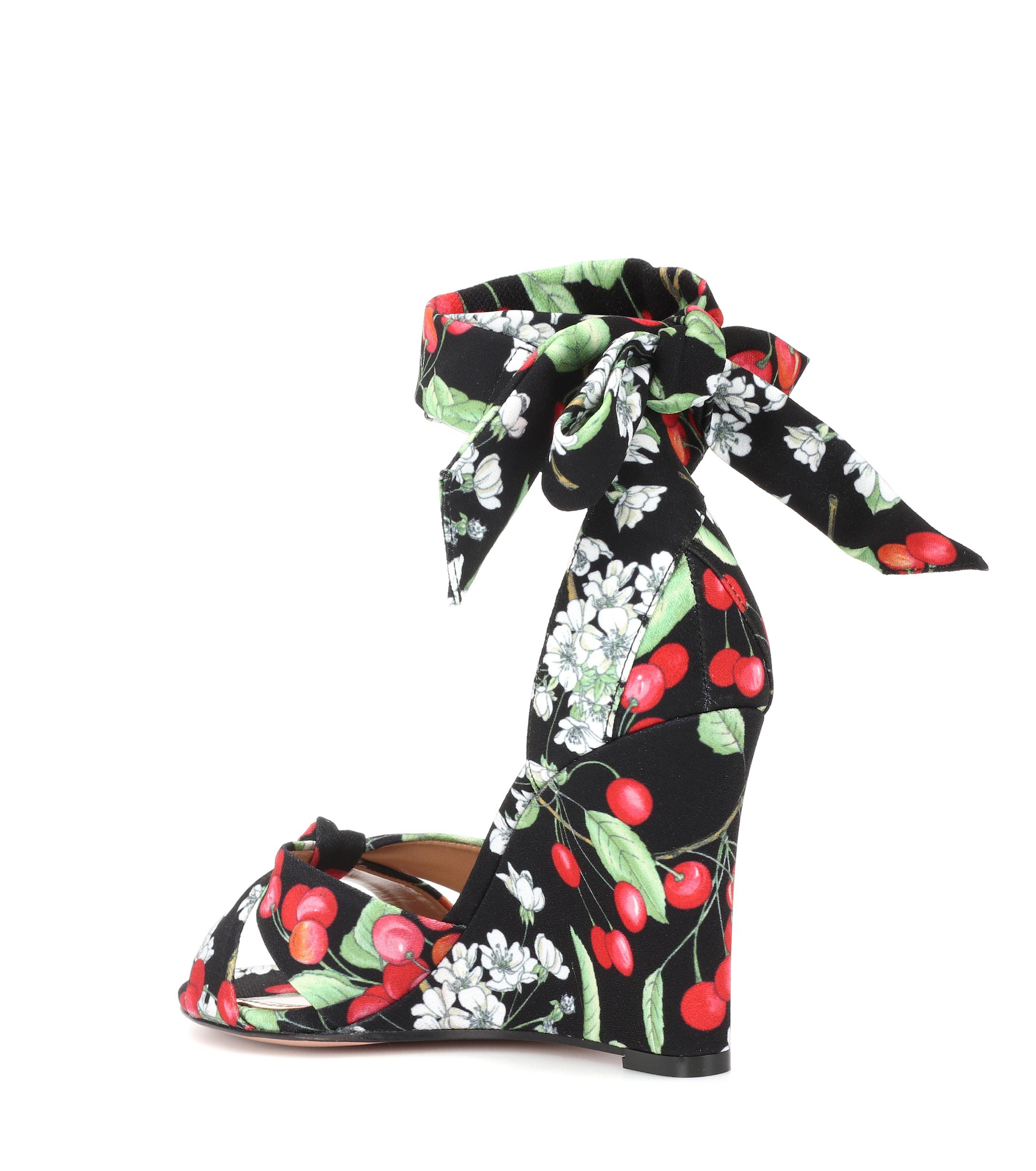 Aquazzura Cherry Blossom Wedge Sandals - Lyst