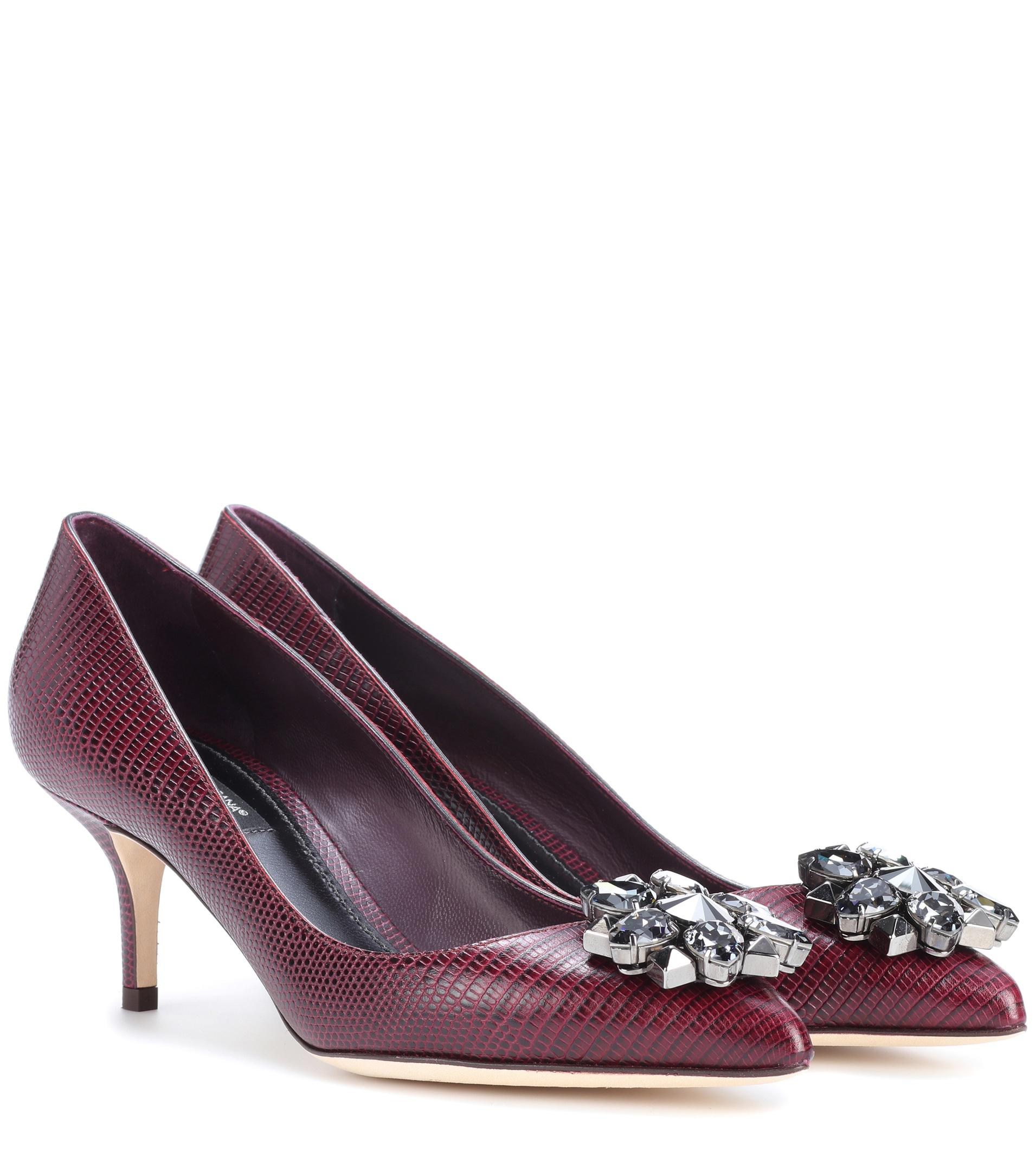 Dolce & Gabbana Bellucci Embellished Leather Pumps in Purple - Lyst