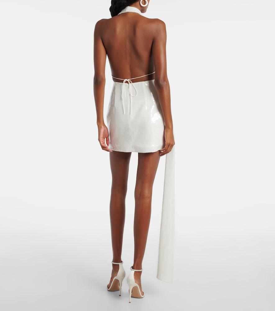 alex perry white short dress Alex Perry Strapless Sequined Tulle Mini Dress - Women - White Dresses