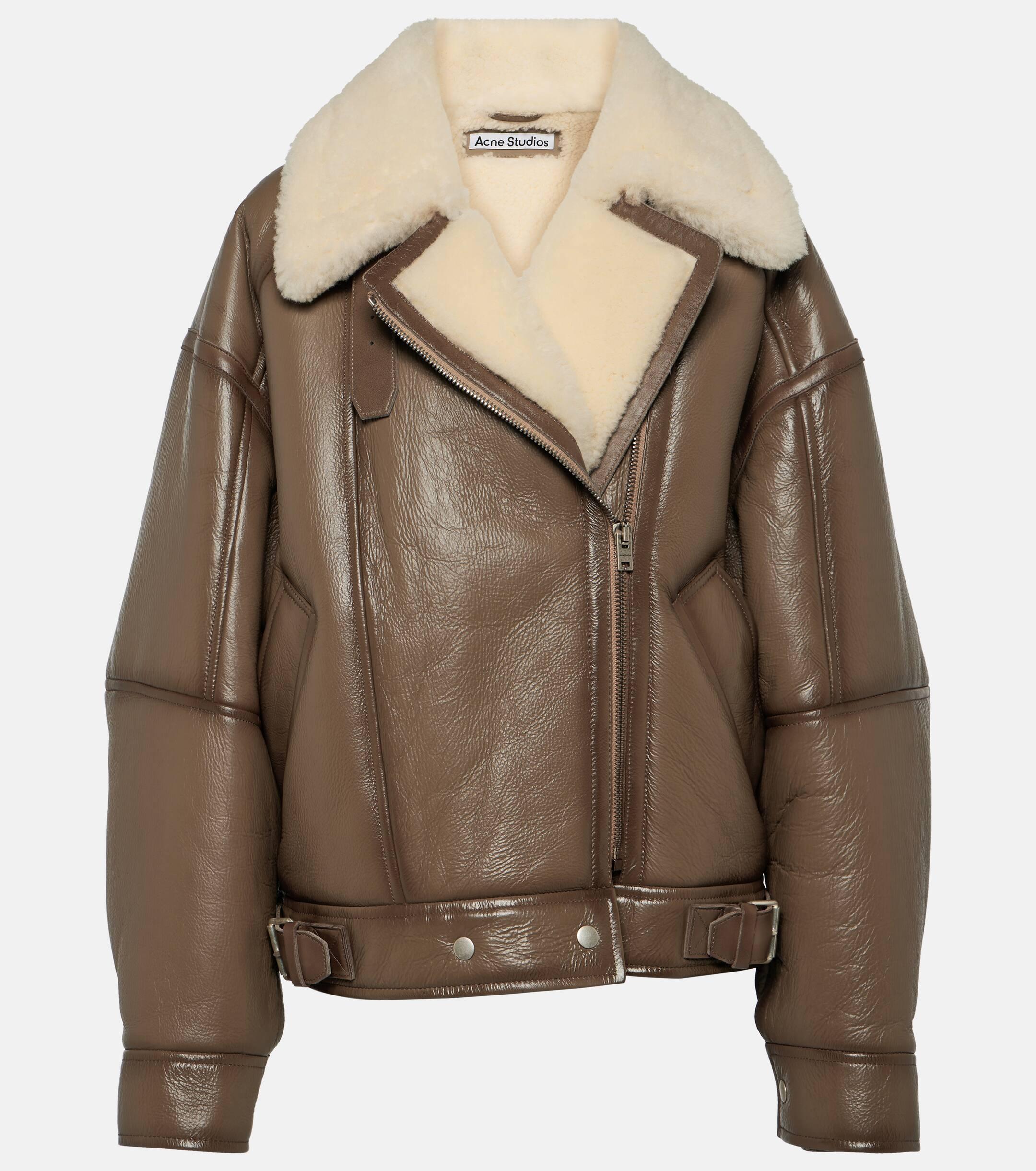 Acne shearling hot sale biker jacket