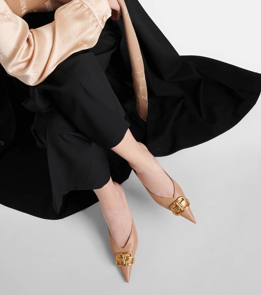 Balenciaga Square Knife 80 Bb Leather Mules in Natural | Lyst