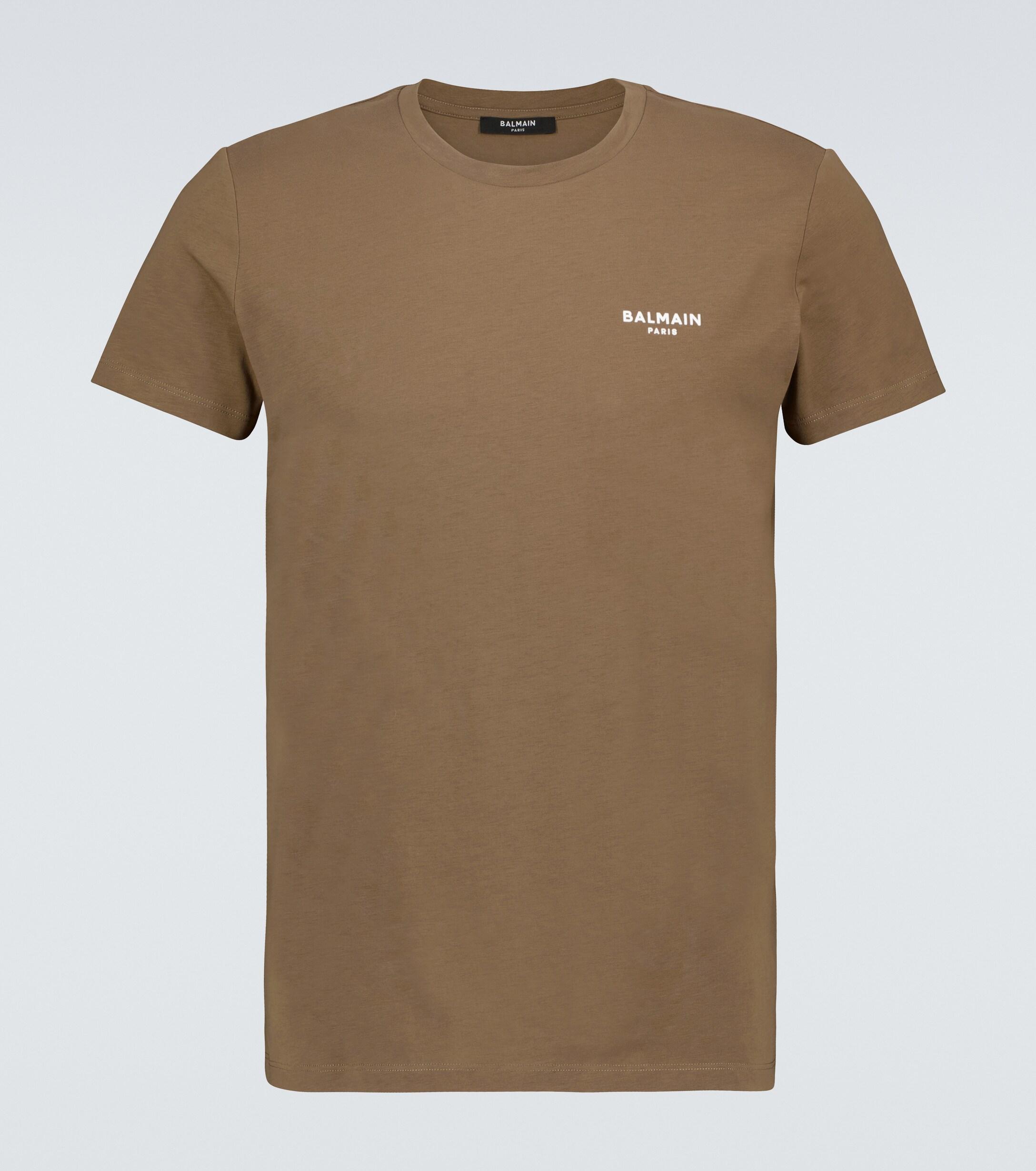 Balmain Cotton Logo T-shirt in Brown 
