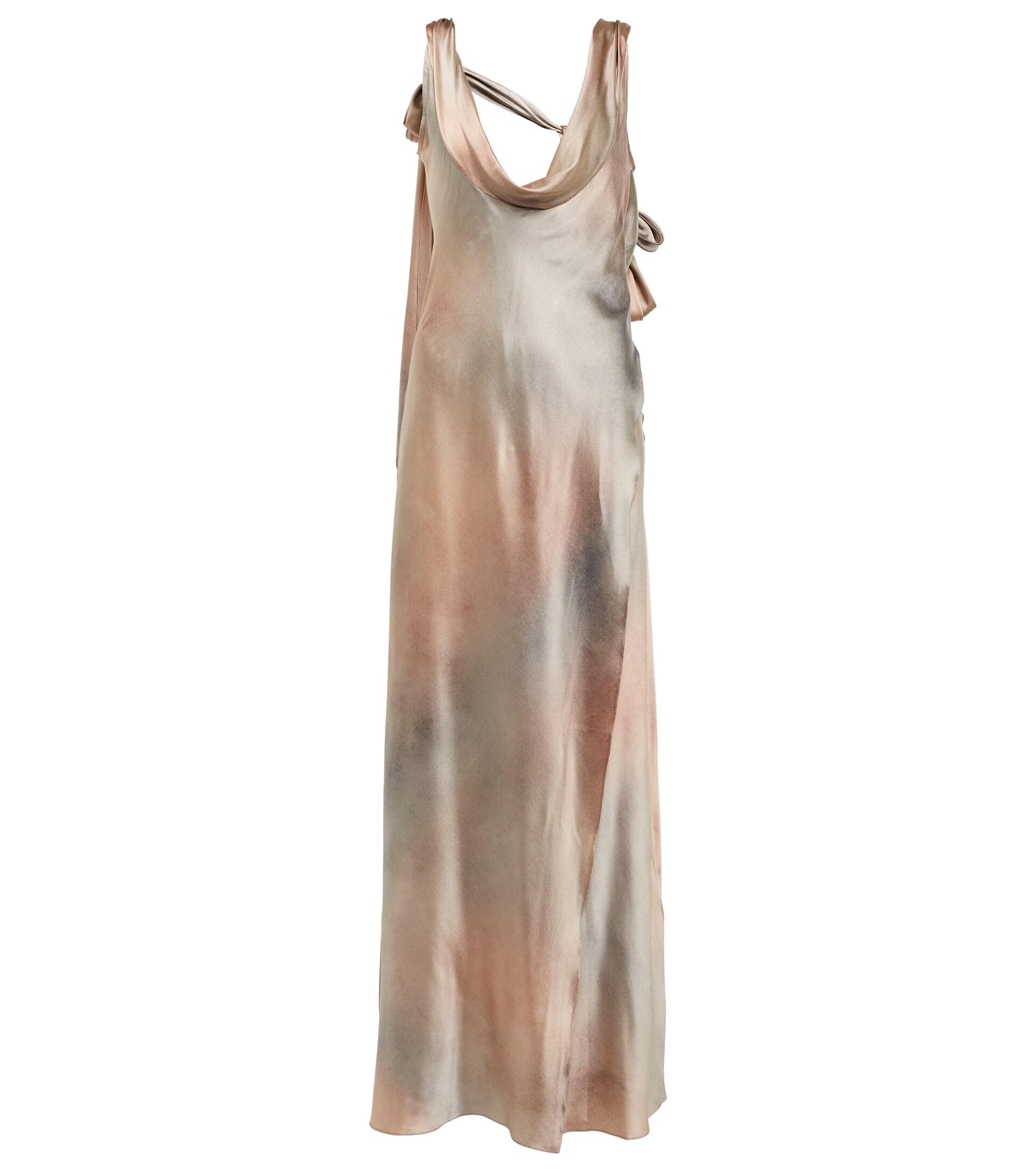 Acne Studios Tieback Silkblend Satin Wrap Gown in Natural Lyst