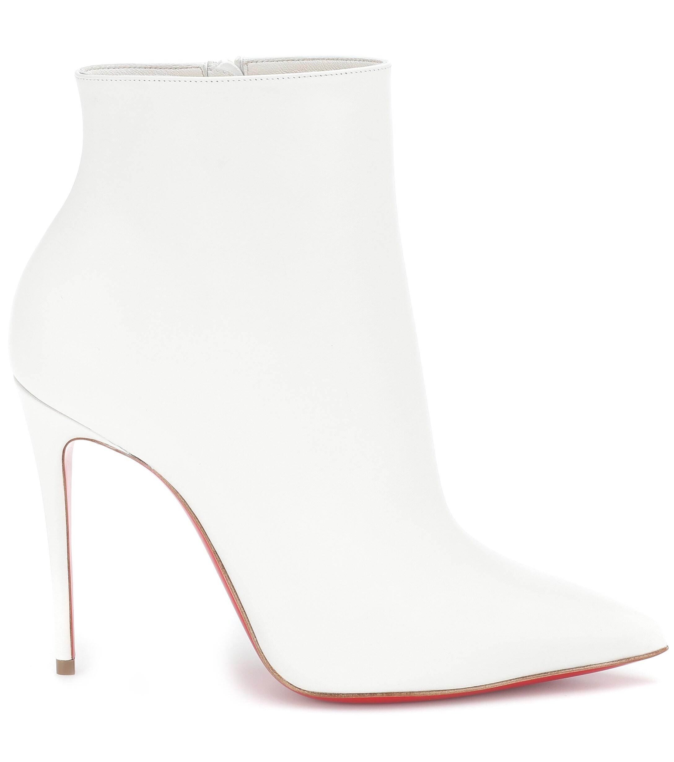 Christian Louboutin So Kate 100 Leather Ankle Boots in White | Lyst