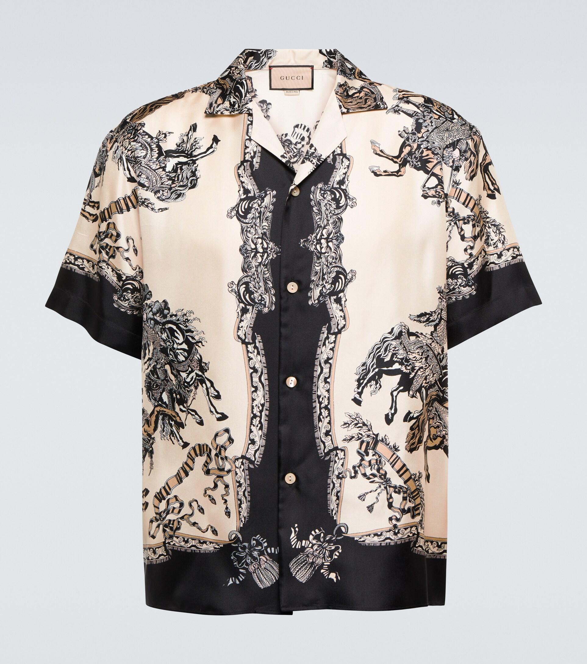 Gucci, Shirts, Gucci Woven Effect G Print Cotton Bowling Shirt