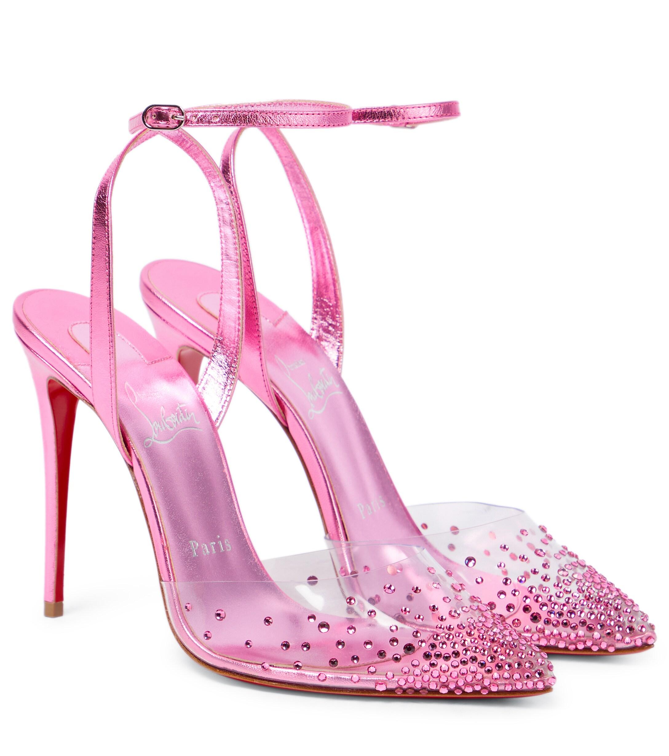 Christian Louboutin Spikaqueen 100 Embellished Pvc Pumps in Pink | Lyst