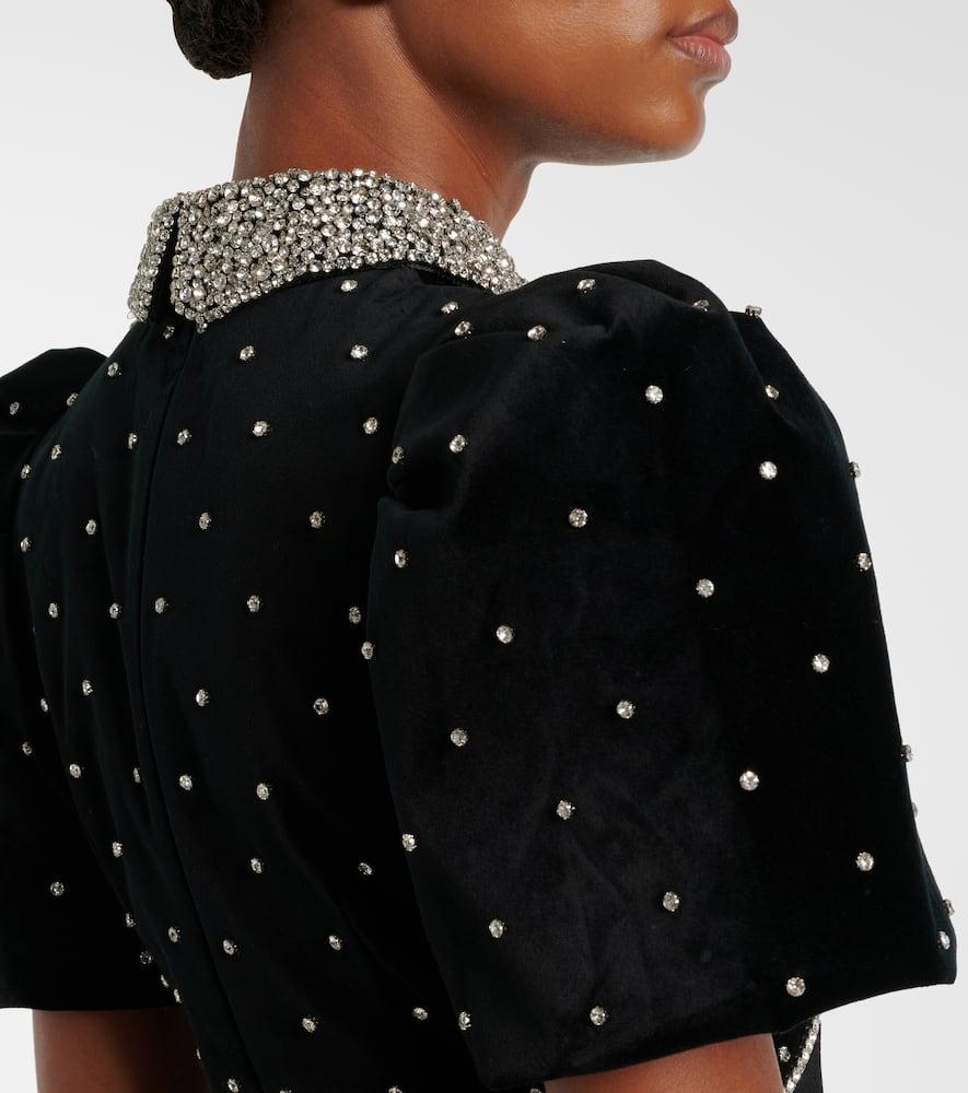 関税込【Rebecca Vallance】Giovanna velvet dress Black Giovanna crystal-embellished velvet and crepe mini