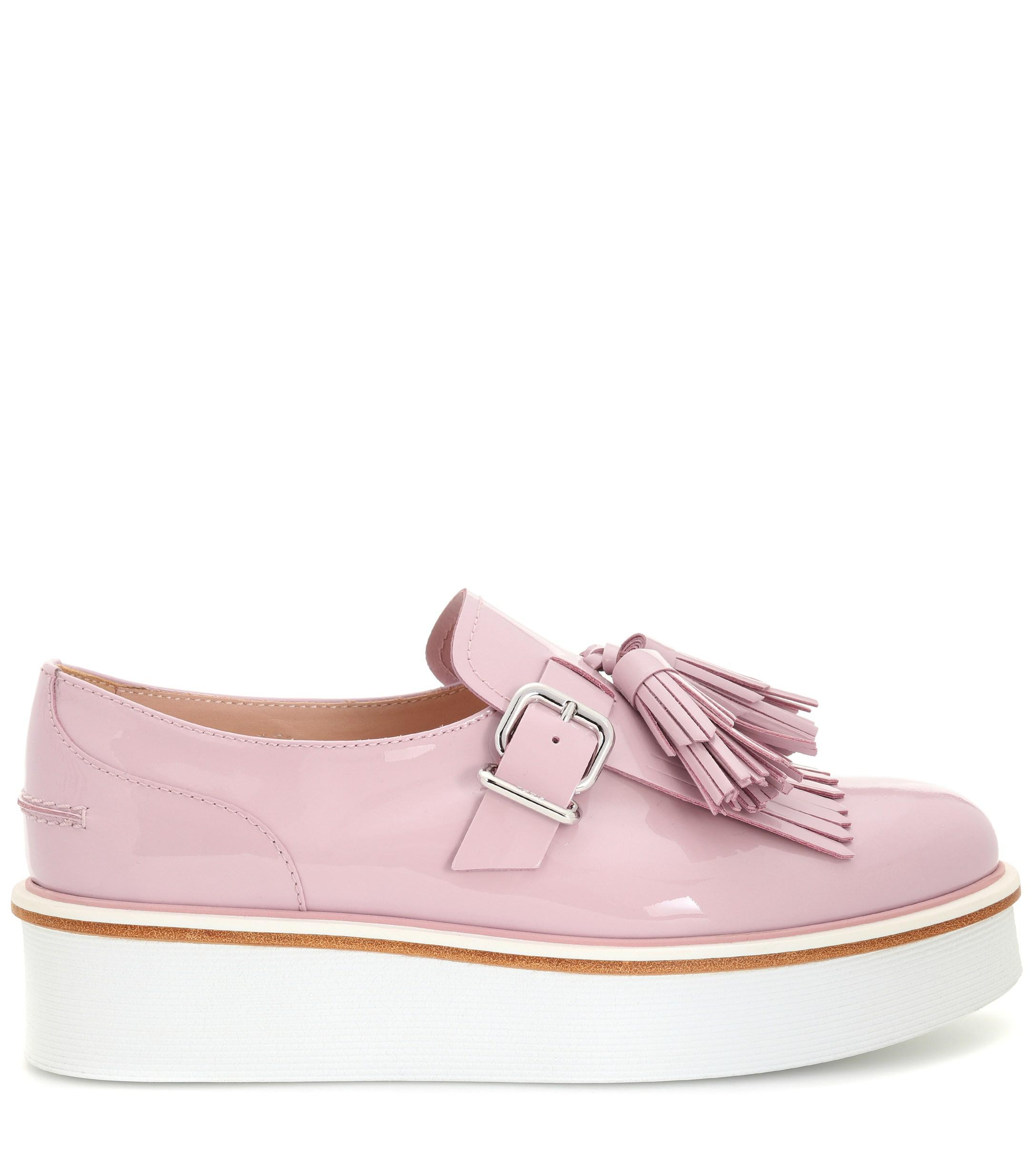 Tod's Leather Platform Loafers in Pink - Lyst