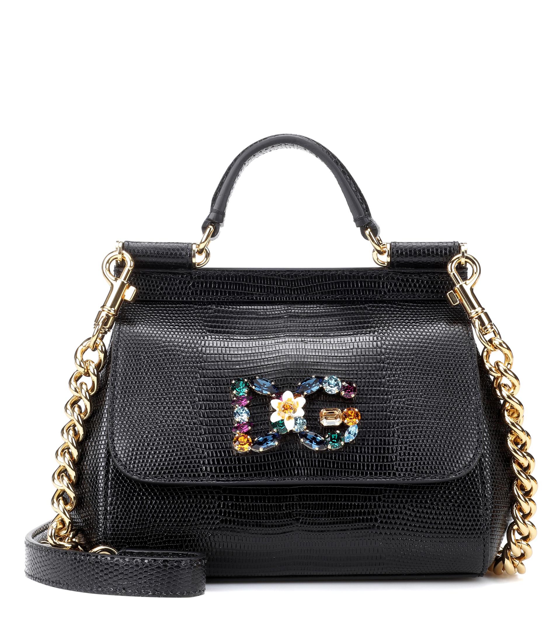 Dolce & Gabbana Sicily Mini Leather Shoulder Bag in Nero (Black) - Lyst