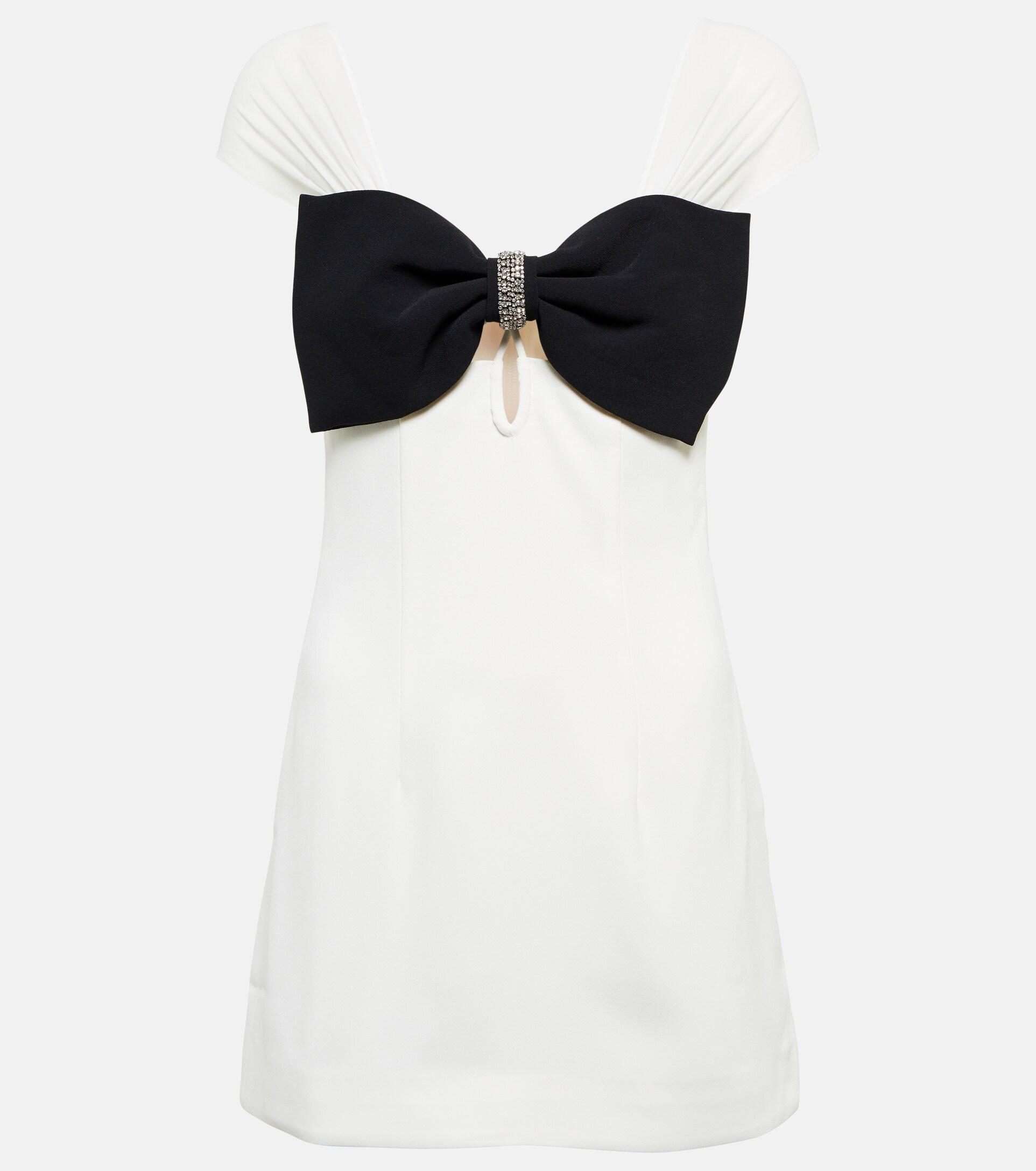 Self-Portrait Bow-embellished Crepe Minidress | Lyst