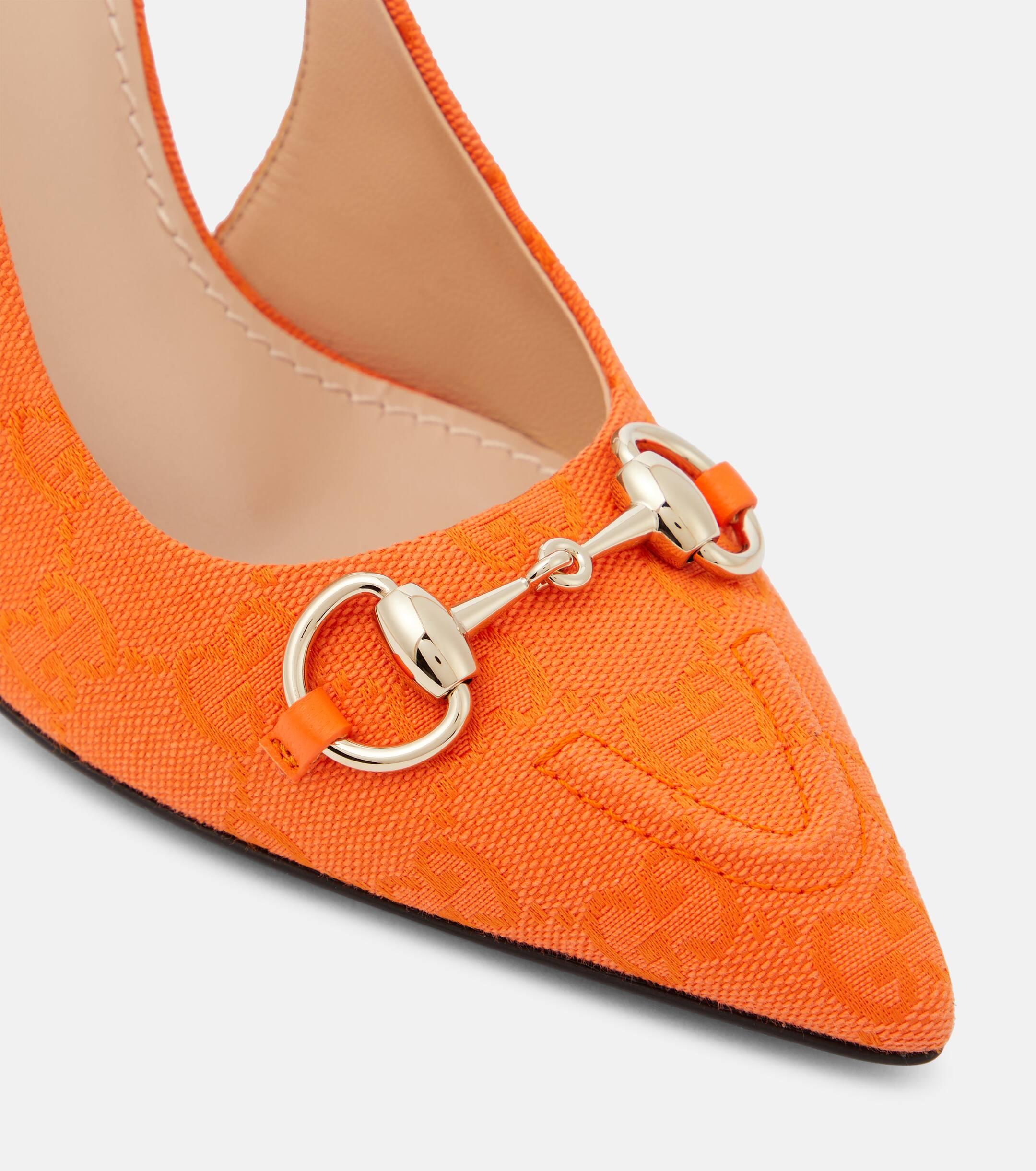 Gucci Horsebit Gg Canvas Slingback Pumps in Orange Lyst UK