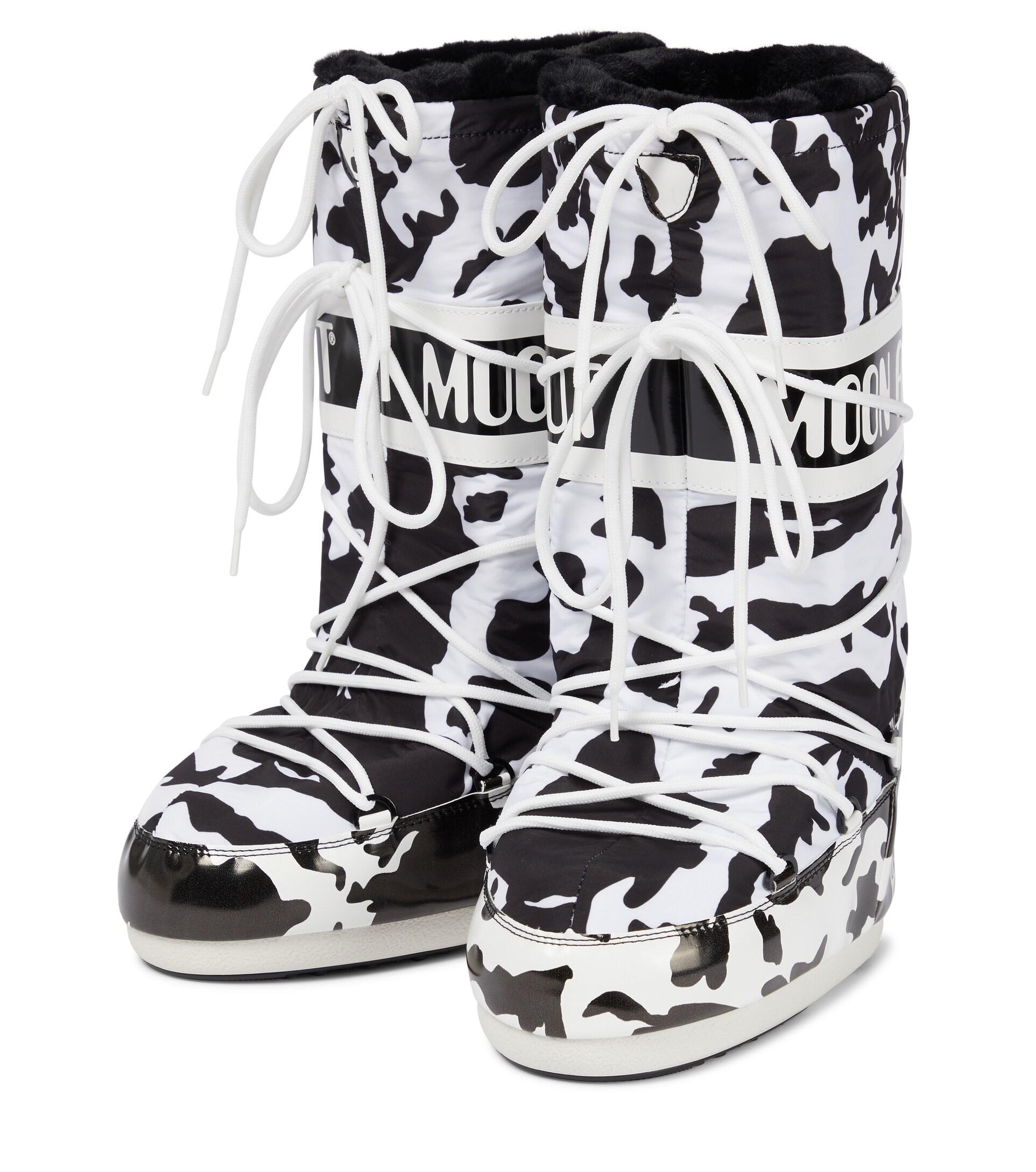 Moon Boot Classic Printed Snow Boots in Black | Lyst