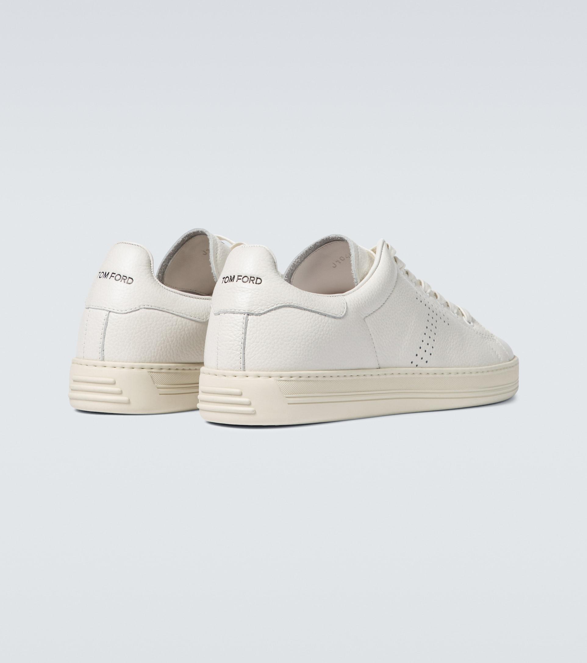 Tom Ford Warwick Grained Leather Sneakers in White for Men | Lyst