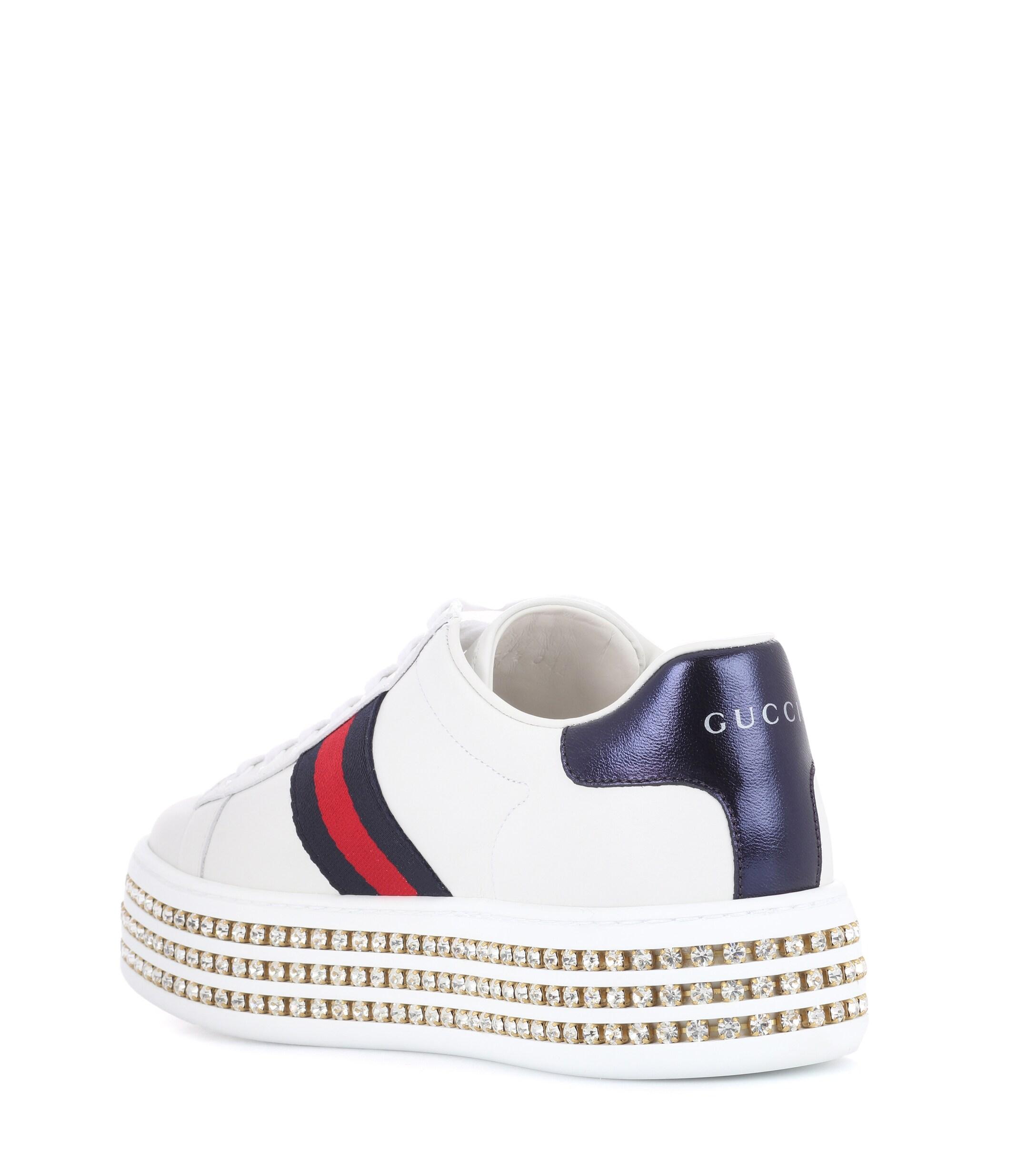 gucci ace platform sneakers with crystals