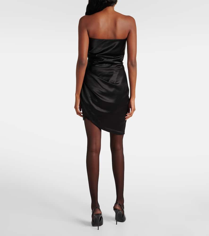 ワンピース SAINT LAURENT Black Satin Mini Dress Saint Laurent Satin Mini Dress in Black | Lyst