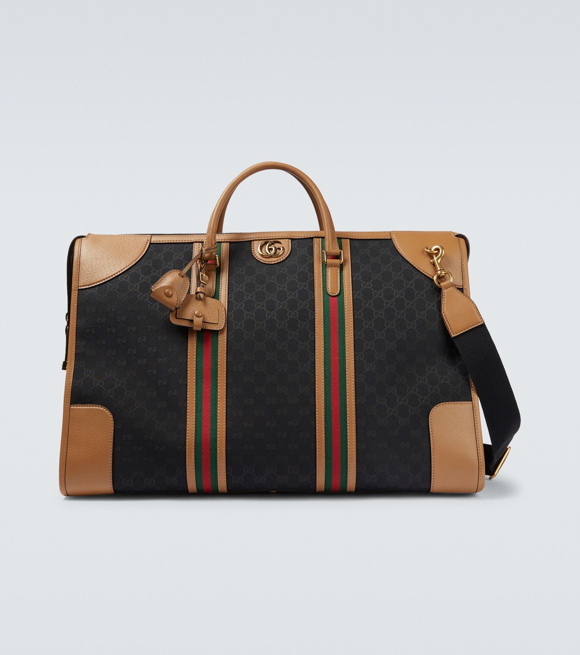 Gucci Bauletto Maxi Canvas Duffel Bag in Black for Men | Lyst