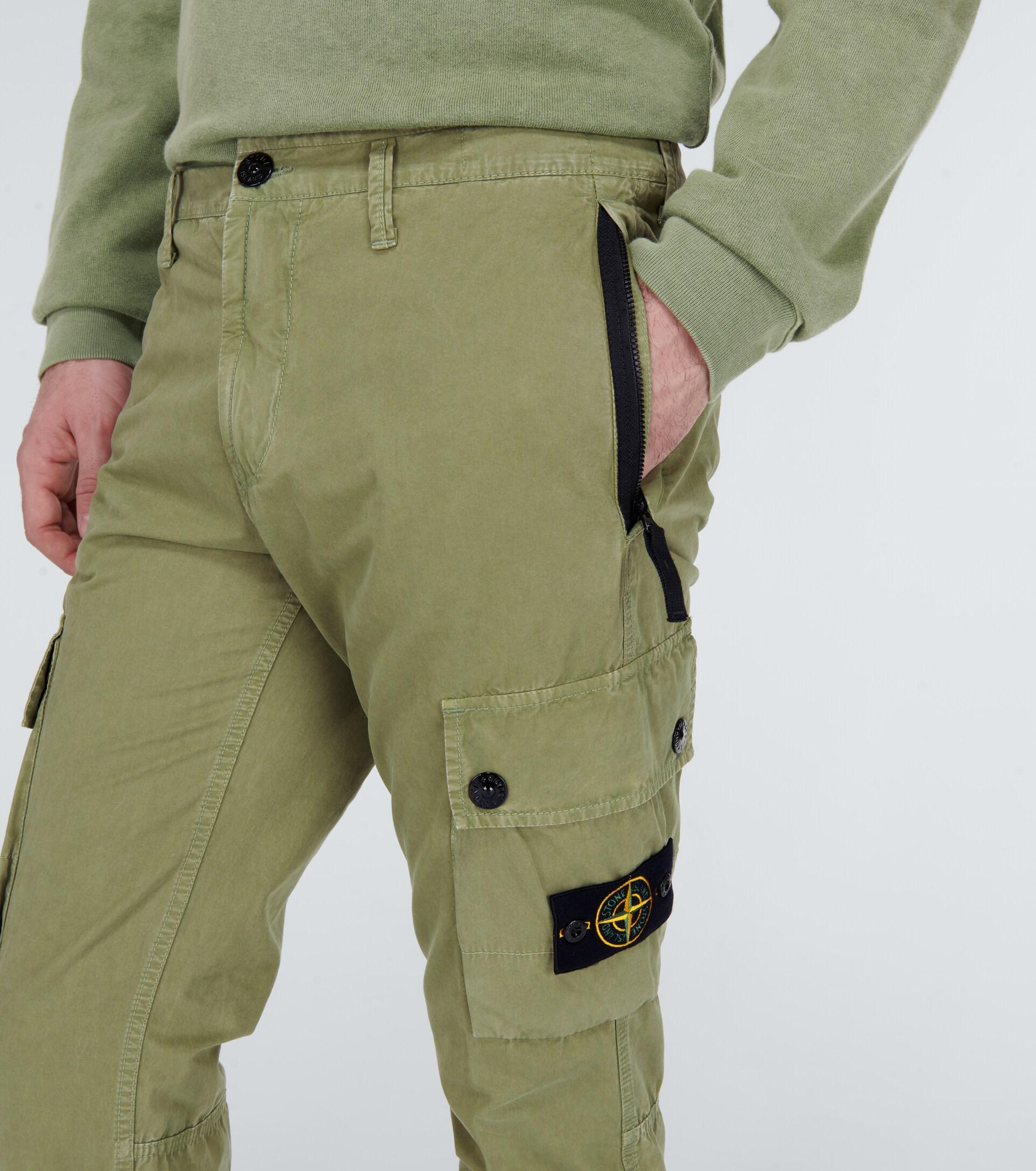 Stone Island Slim Cotton Canvas Cargo Pants in Green for Men | Lyst