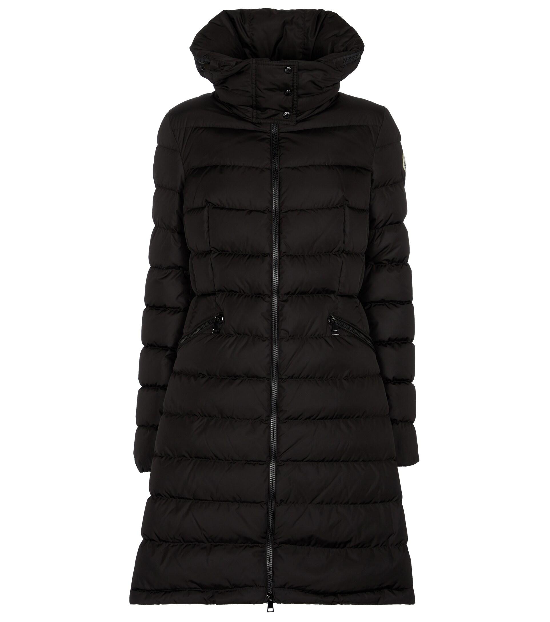 Moncler Flammette Hooded Down Coat in Black | Lyst