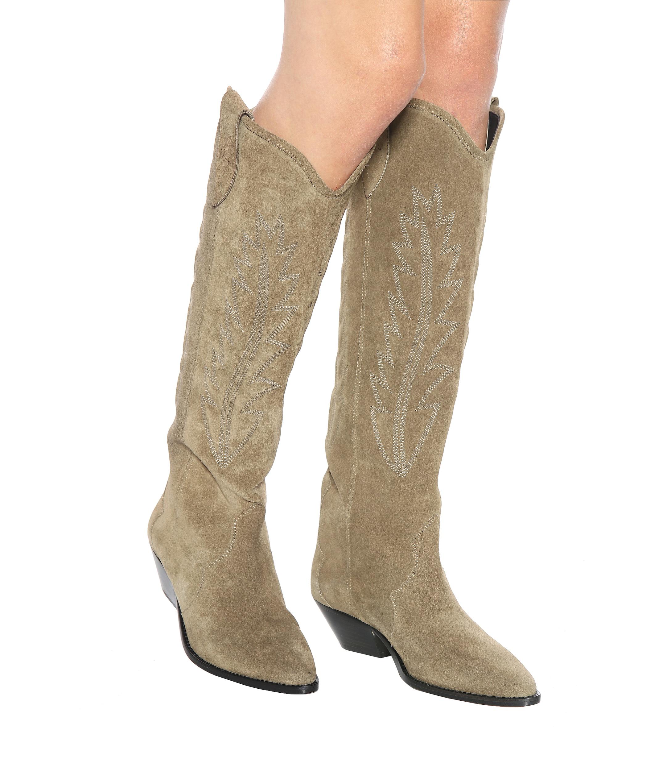 Isabel Marant Denzy Suede Cowboy Boots in Natural | Lyst
