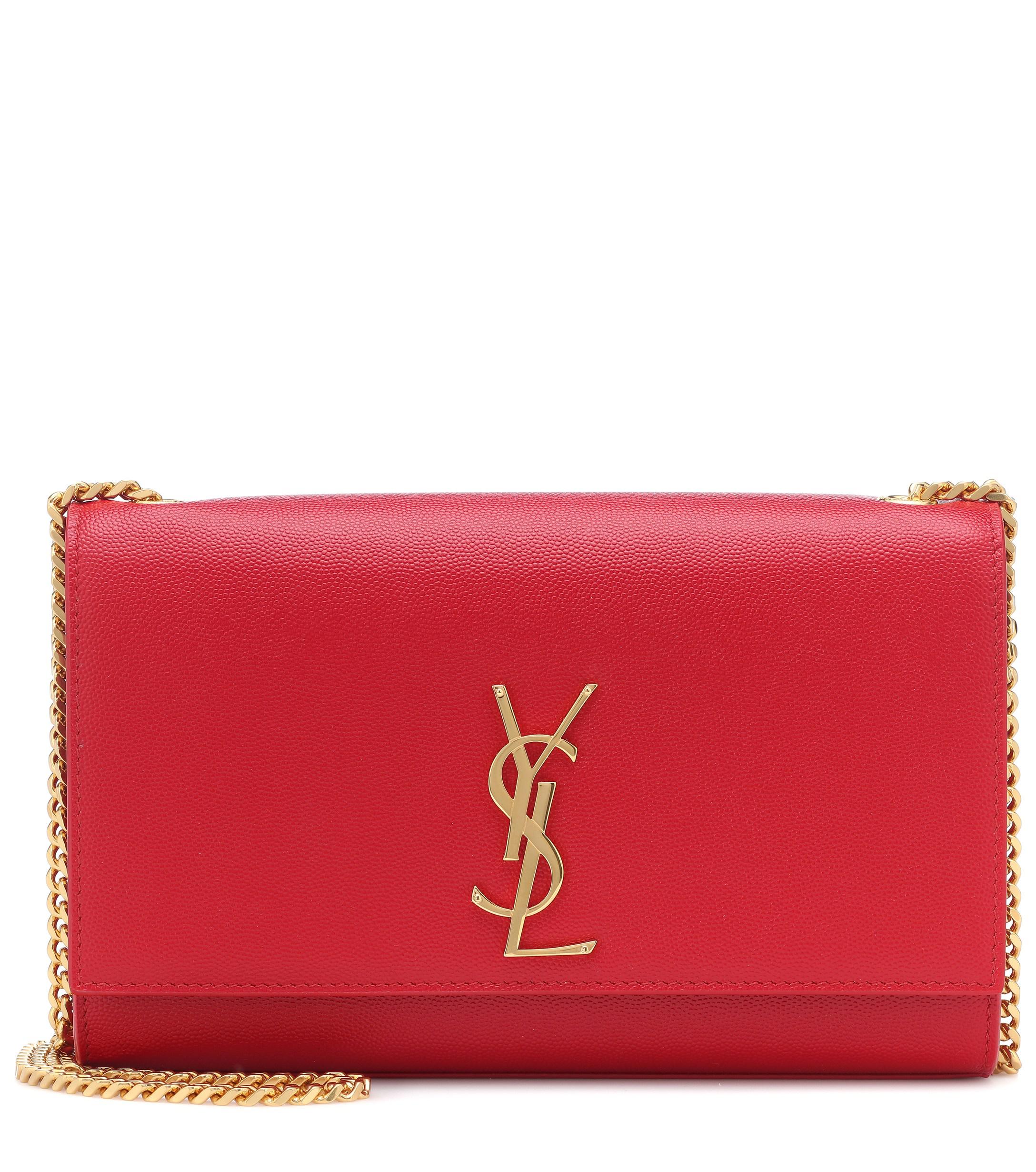 Saint Laurent Medium Kate Leather Shoulder Bag in Red