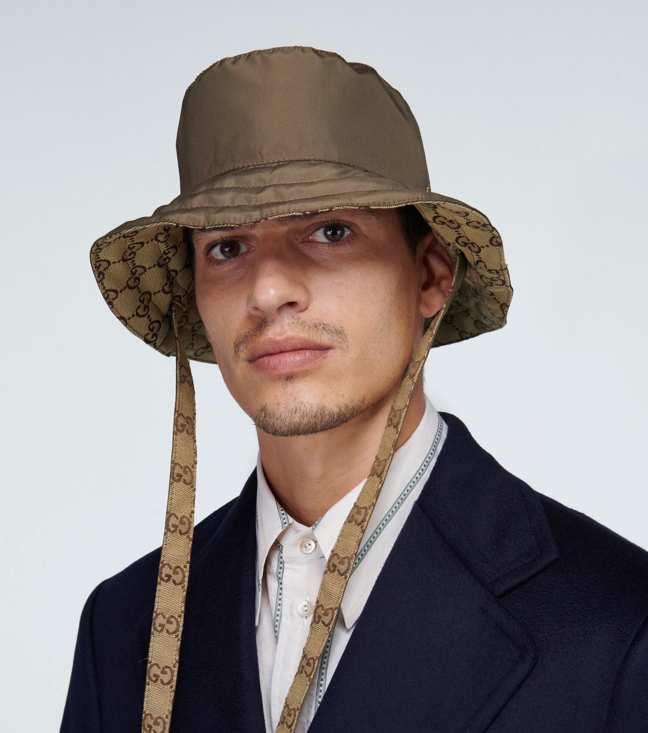 Gucci Canvas Reversible Bucket Hat in Brown for Men - Lyst