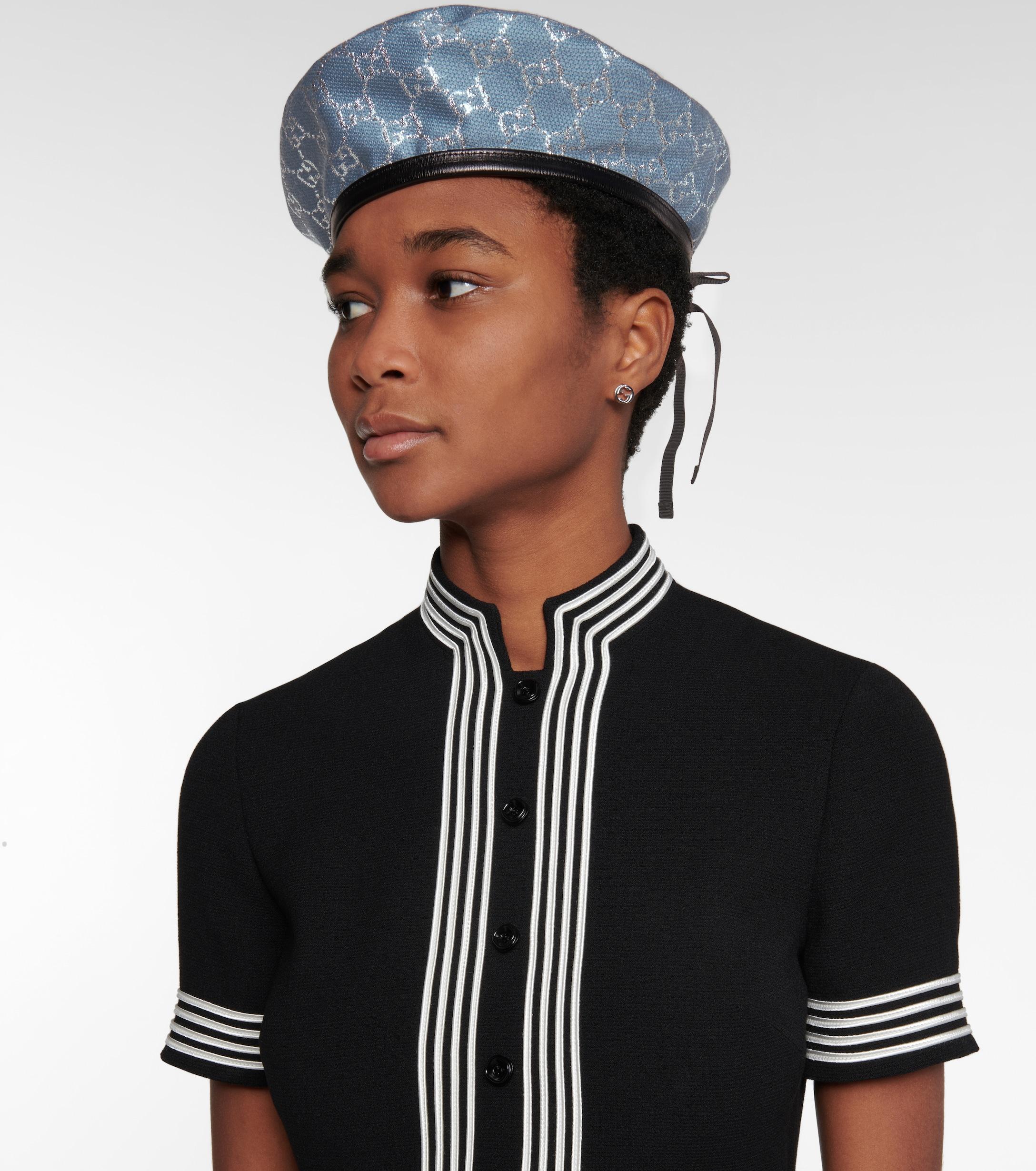 Gucci GG Lamé Beret in Blue | Lyst