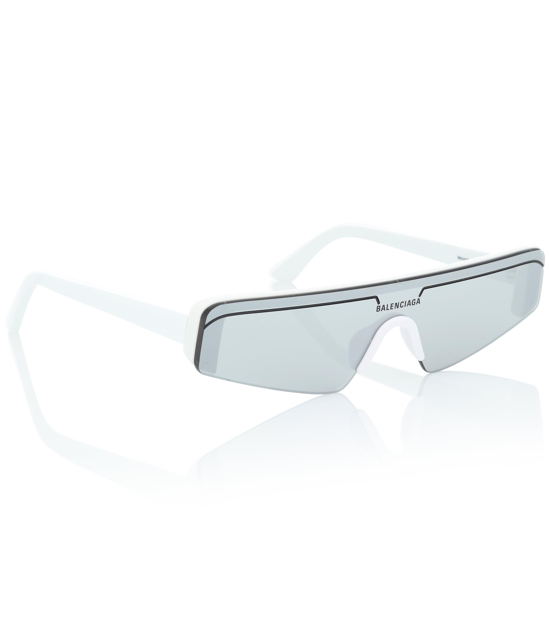 Balenciaga Ski Rectangle Sunglasses in White | Lyst