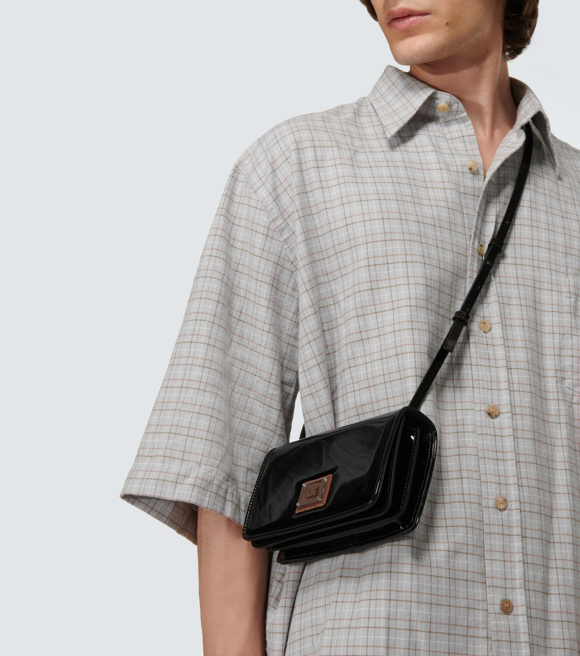 Acne Studios Face Mini Faux Leather Crossbody Bag in Black for Men