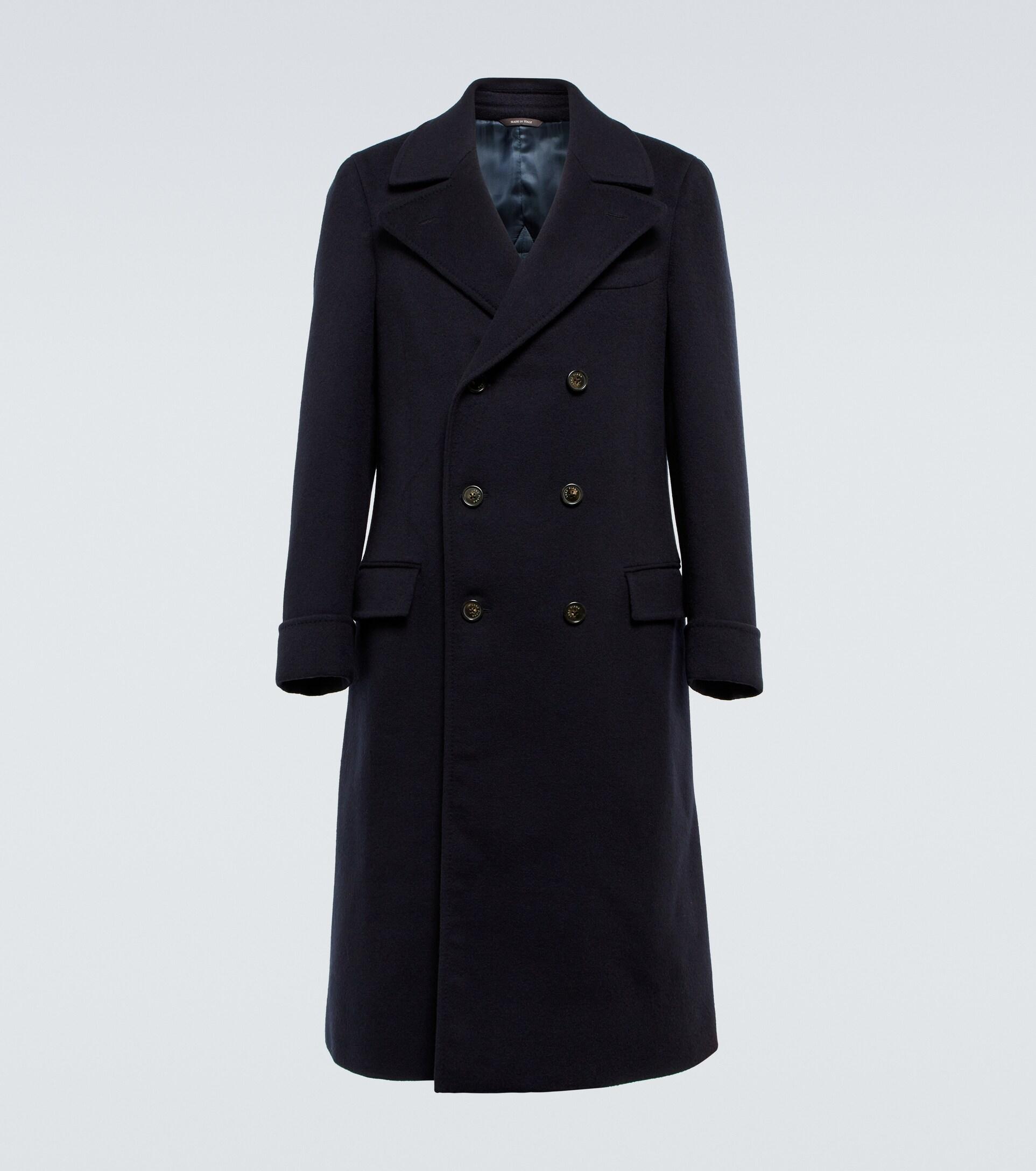 Loro Piana Double breasted Cashmere Coat In Blue For Men Lyst