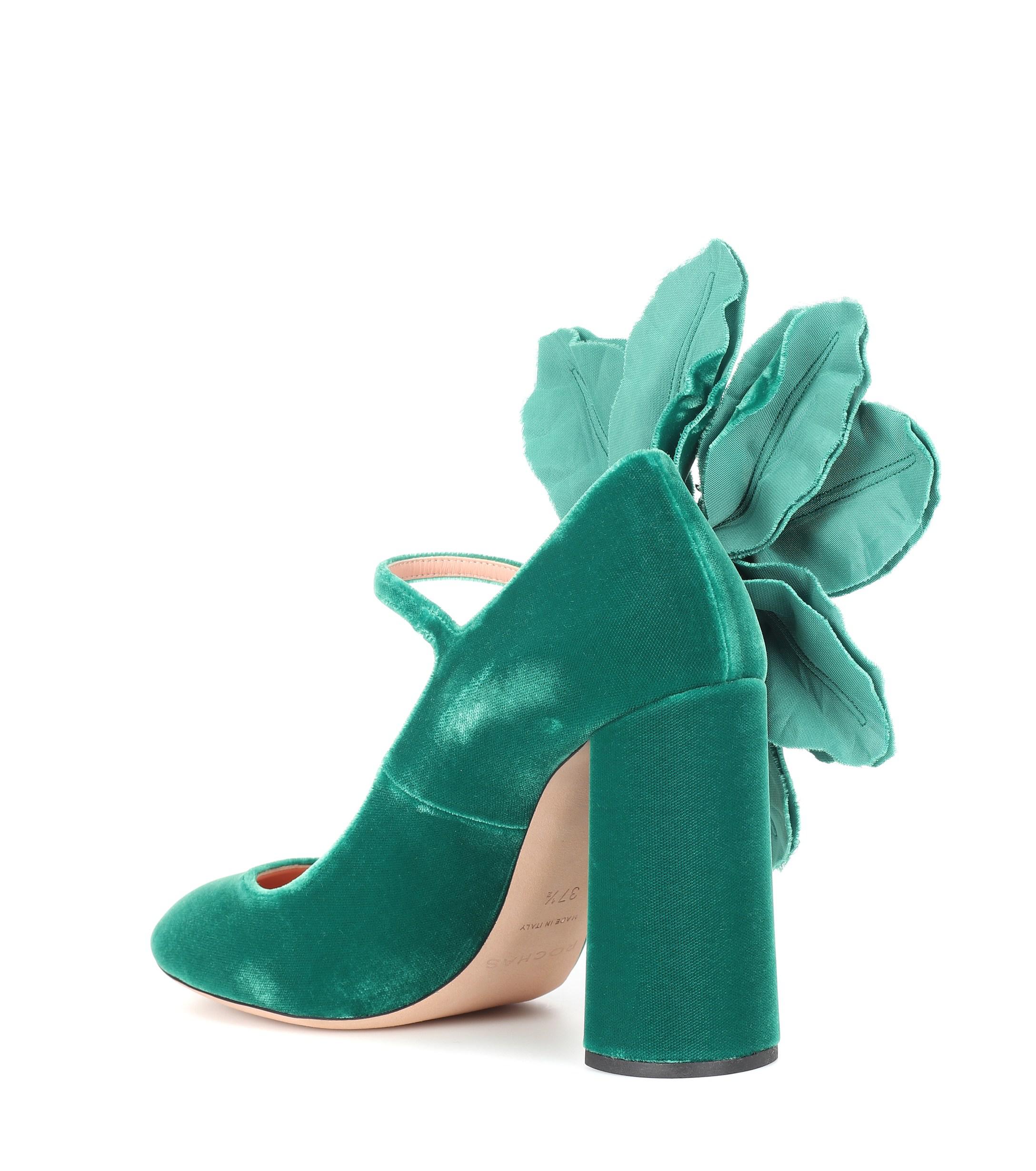 green velvet mary jane shoes