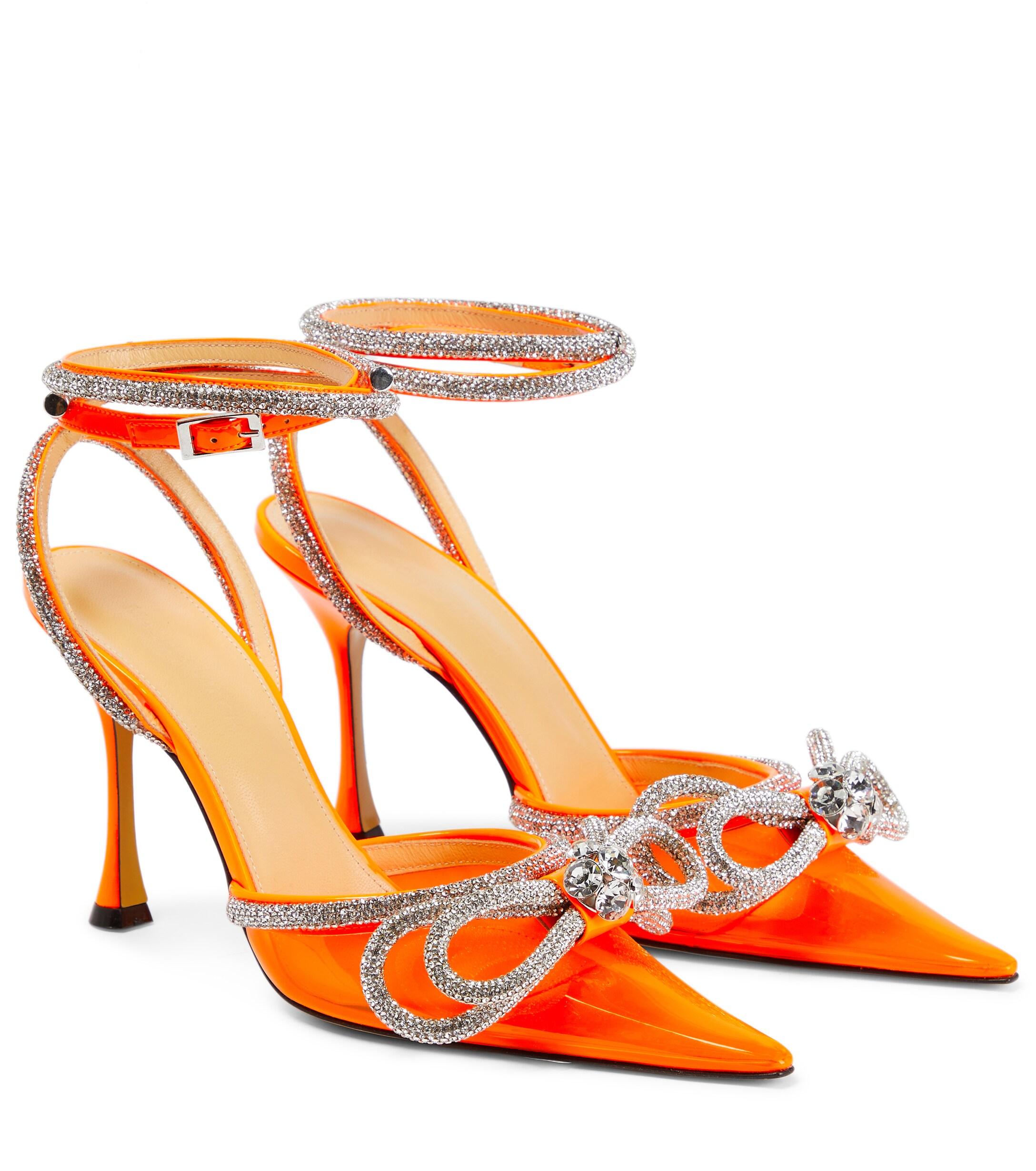 Mach & Mach Leather Double Bow Embellished Pvc Pumps in Orange | Lyst Canada