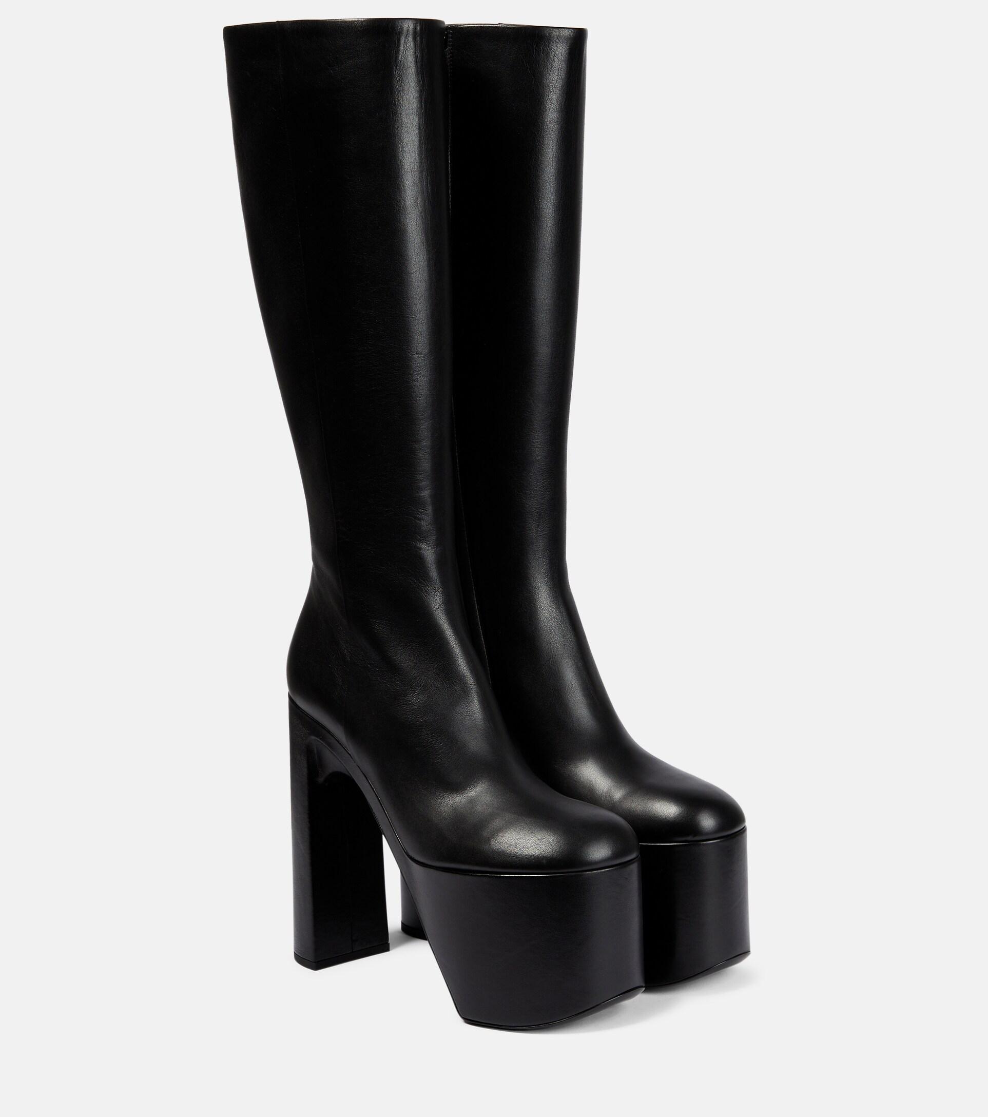 Balenciaga Camden Platform Leather Knee-high Boots in Black | Lyst