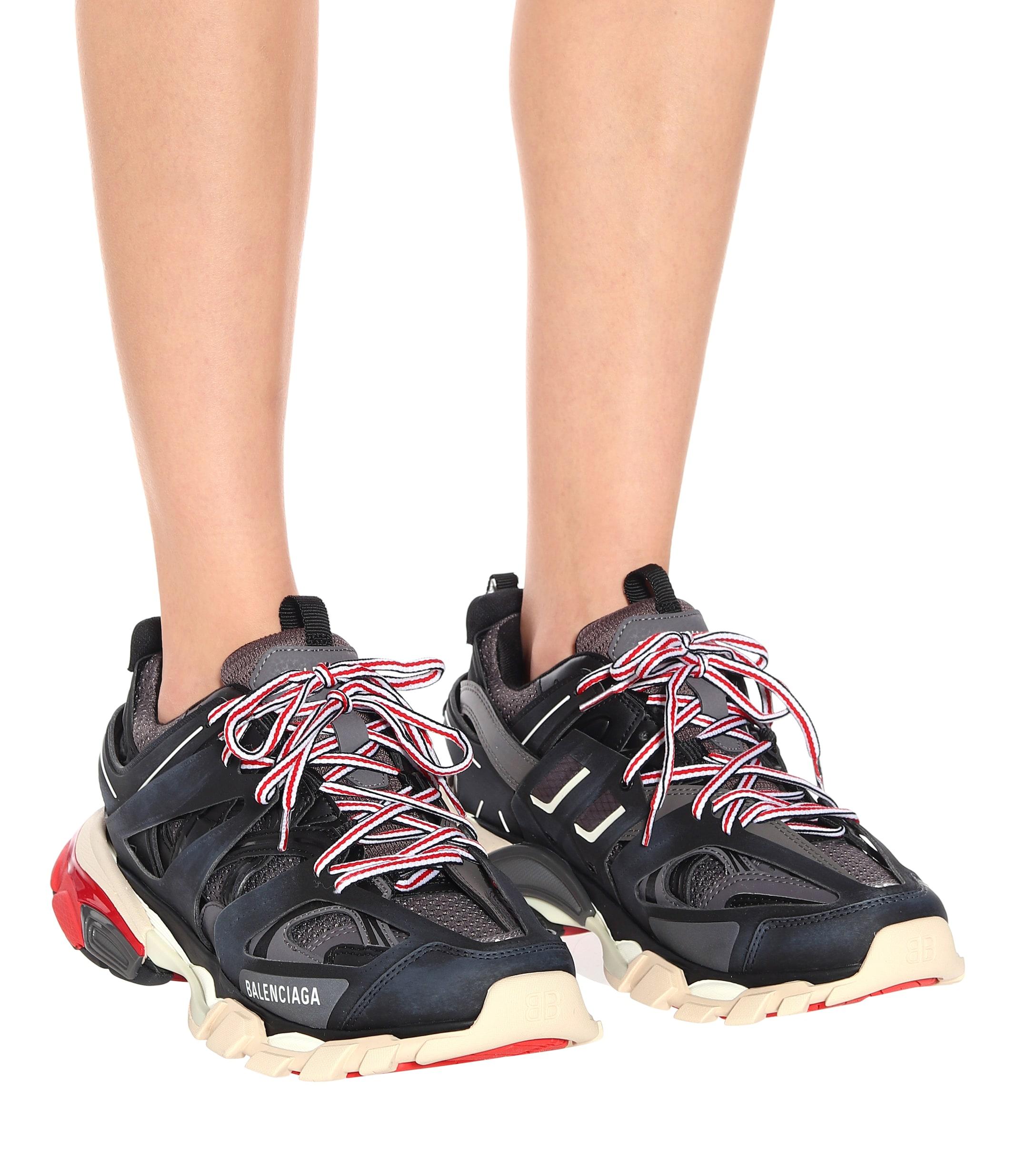 Balenciaga Black & Red Track Sneakers | Lyst