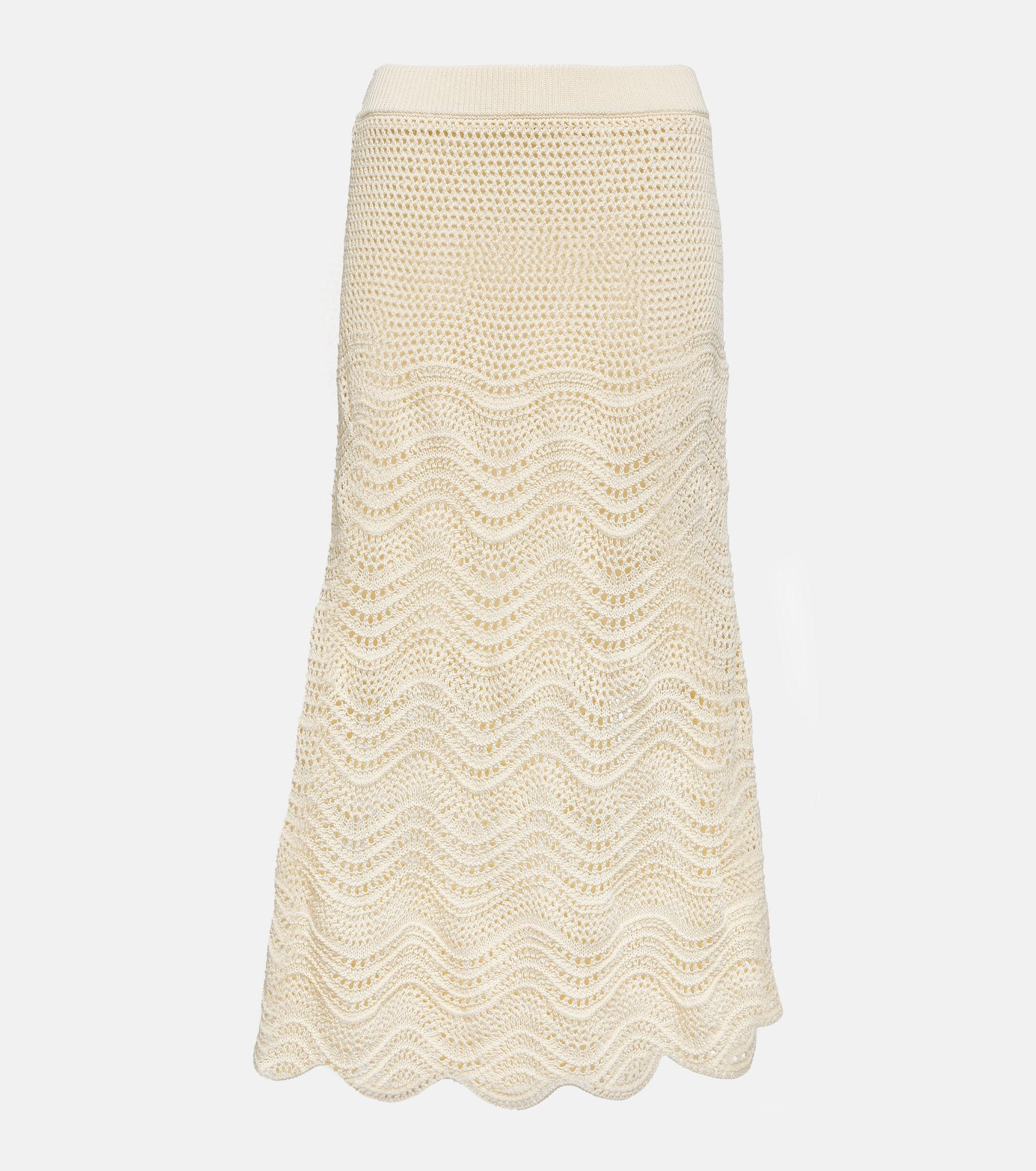 Zimmermann Devi Crochet Cotton Midi Skirt in Natural Lyst Australia