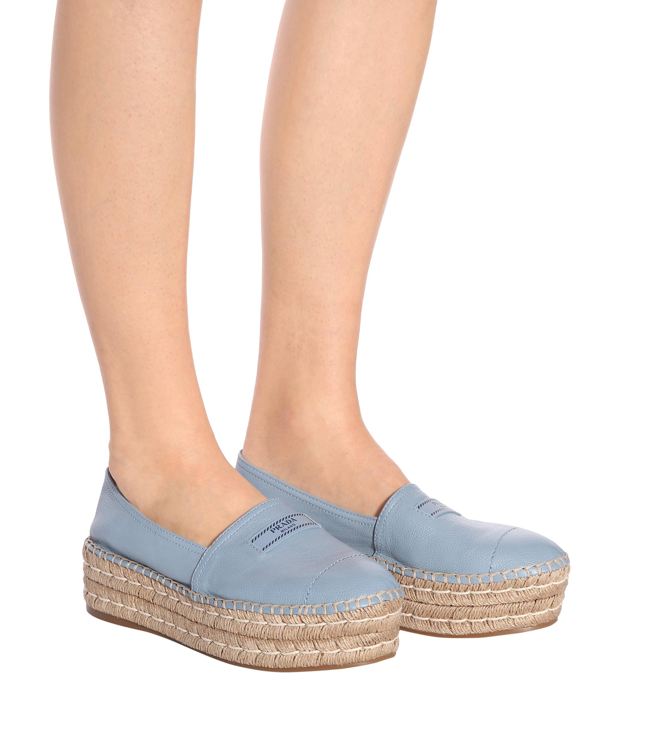prada leather platform espadrilles