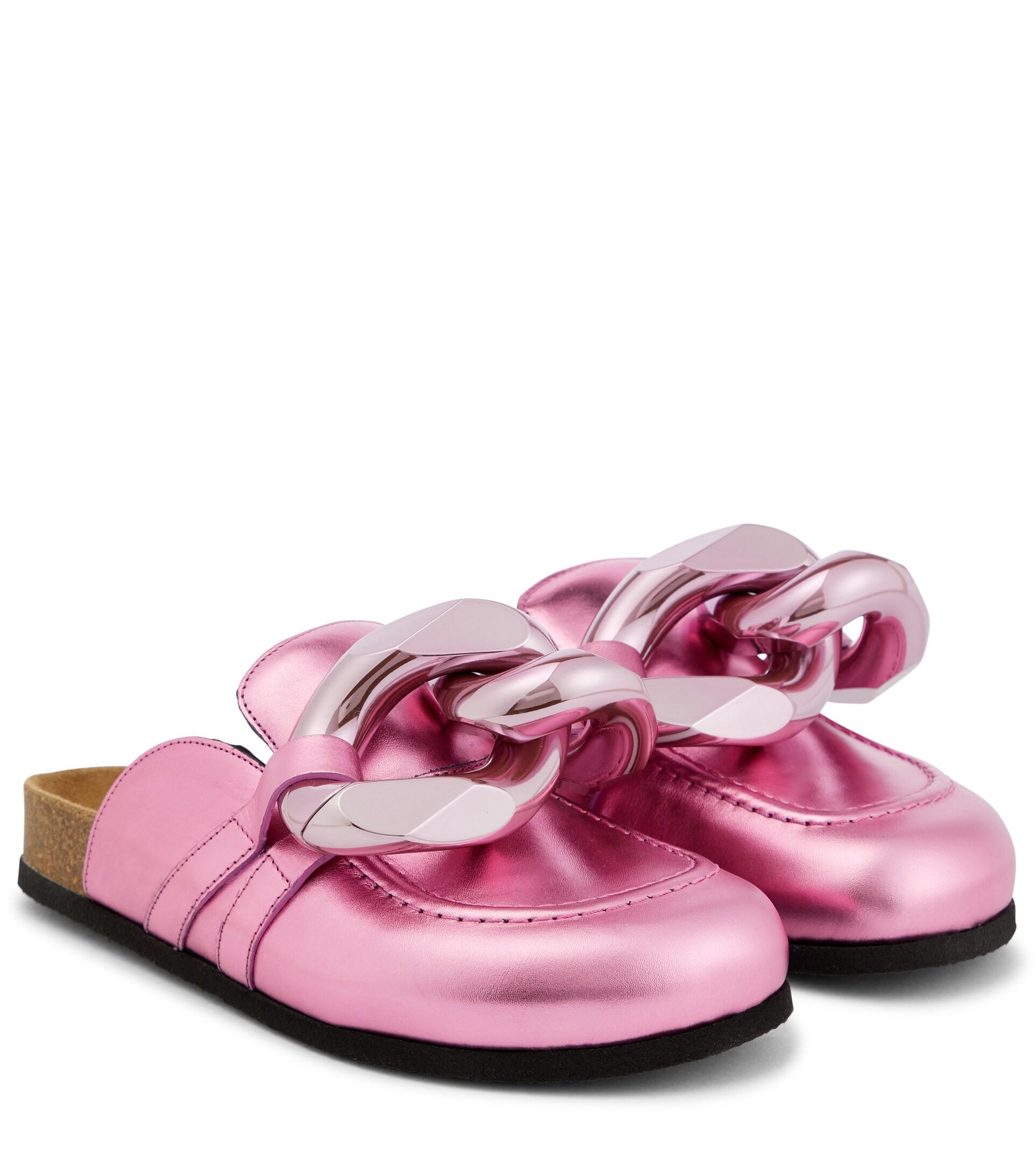 JW Anderson Embellished Metallic Leather Slippers in Pink Lyst