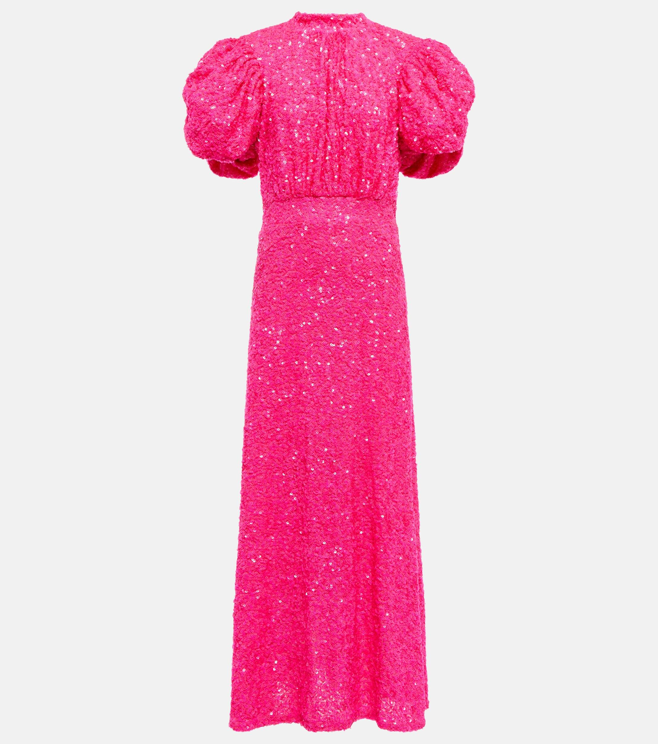 【ROTATE】★SEQUINS PUFF SLEEVE DRESS スパンコールドレス ROTATE BIRGER CHRISTENSEN Sequined Puff-sleeve Maxi Dress in