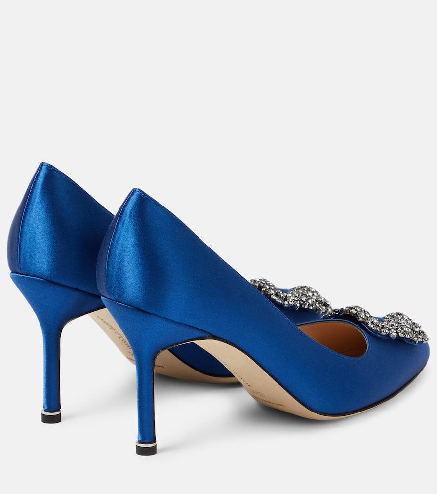Manolo Blahnik Hangisi 90 Embellished Satin Pumps in Blue Lyst UK