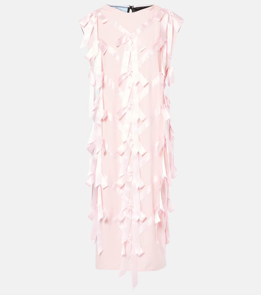 Pink Prada Maxi Dress Prada Embellished Ribbon Midi Dress In Pink