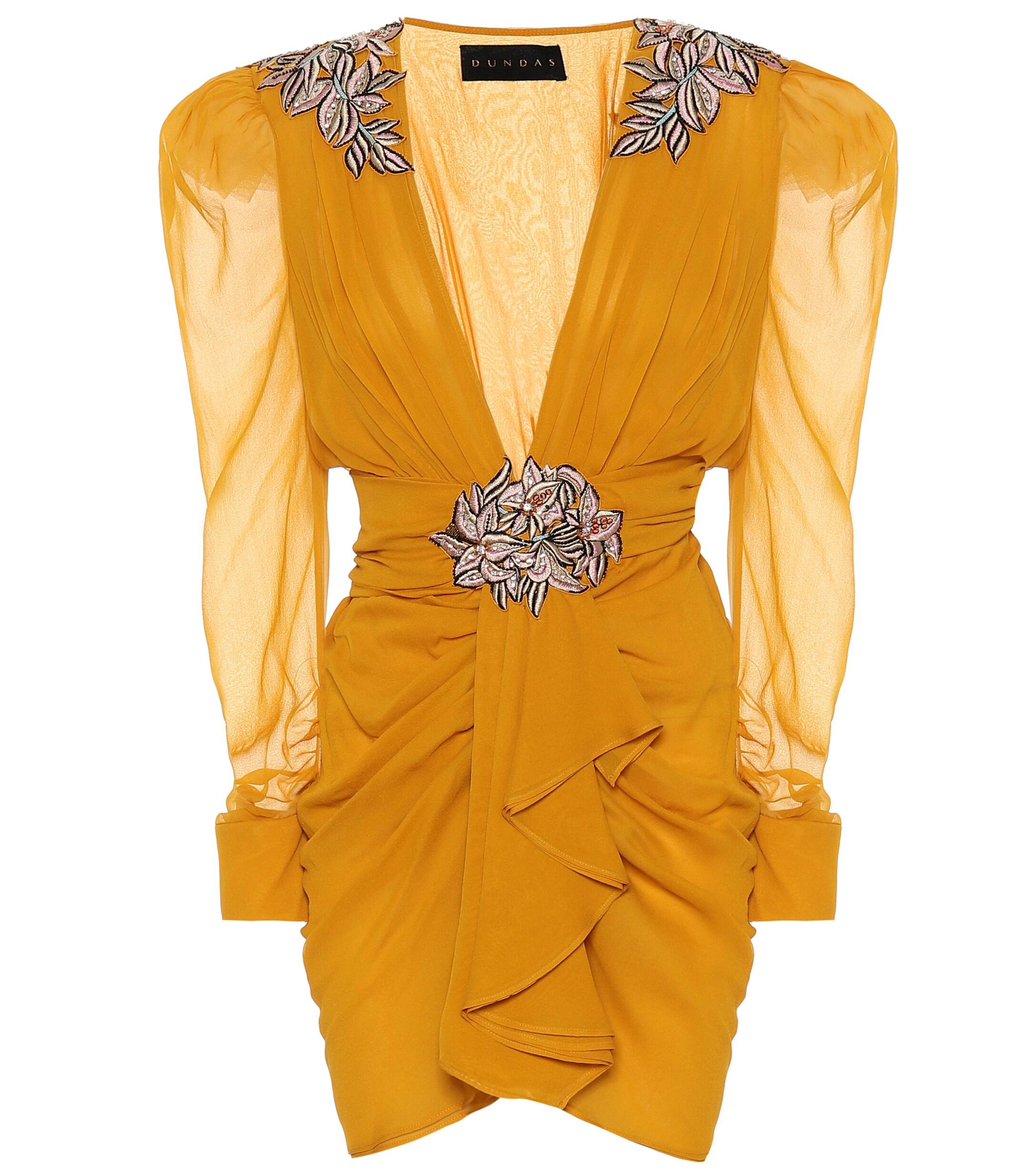 Dundas Embellished Silk Dress in Yellow - Lyst