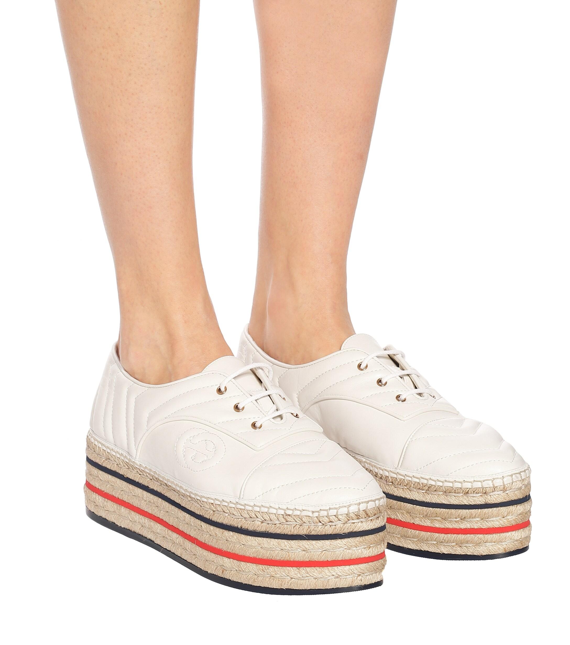 white leather platform espadrilles